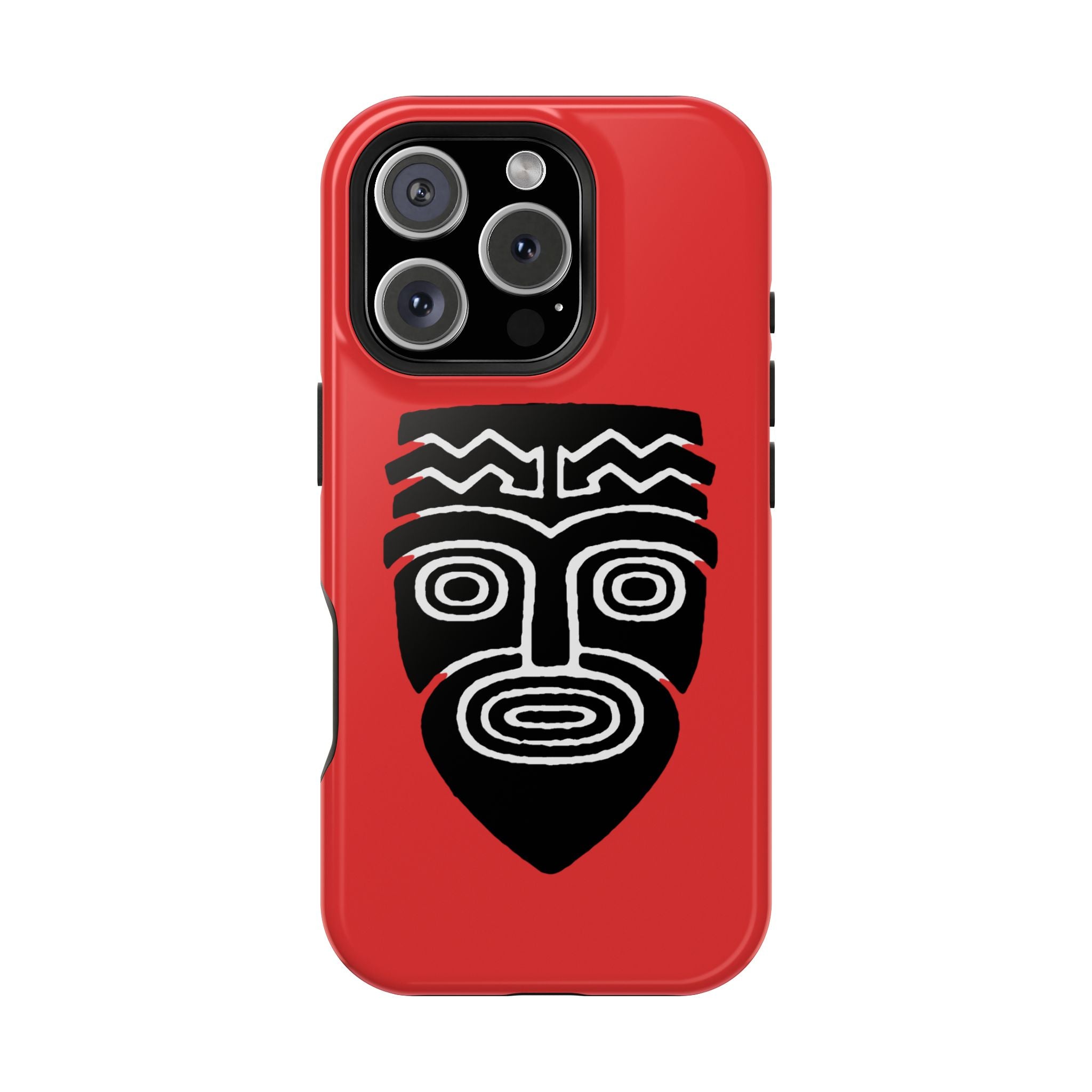 Phone Case Tiki Mask Impact-Resistant Phone Case — Bold Red Protective Cover