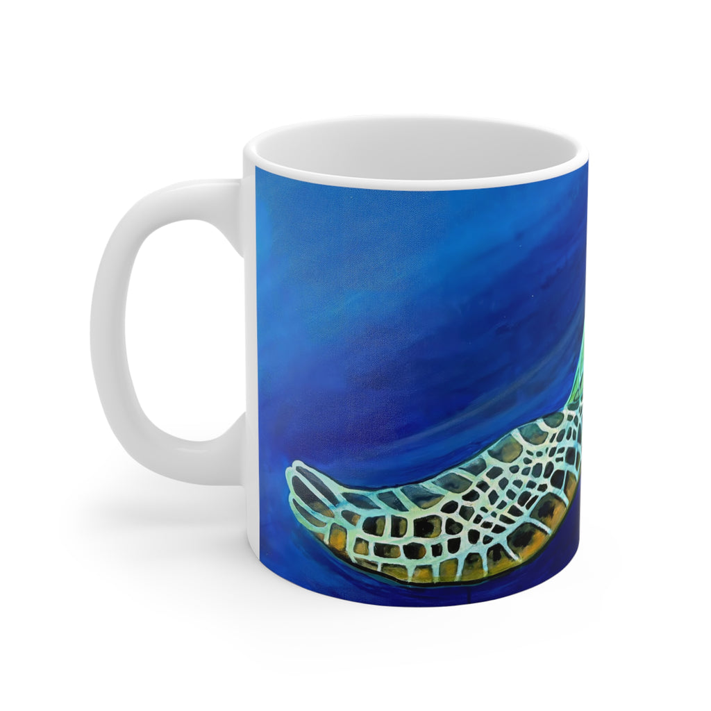 Mug Lisa Herrera art print Sea Turtle — Ocean Art Ceramic Coffee Cup (11 oz)