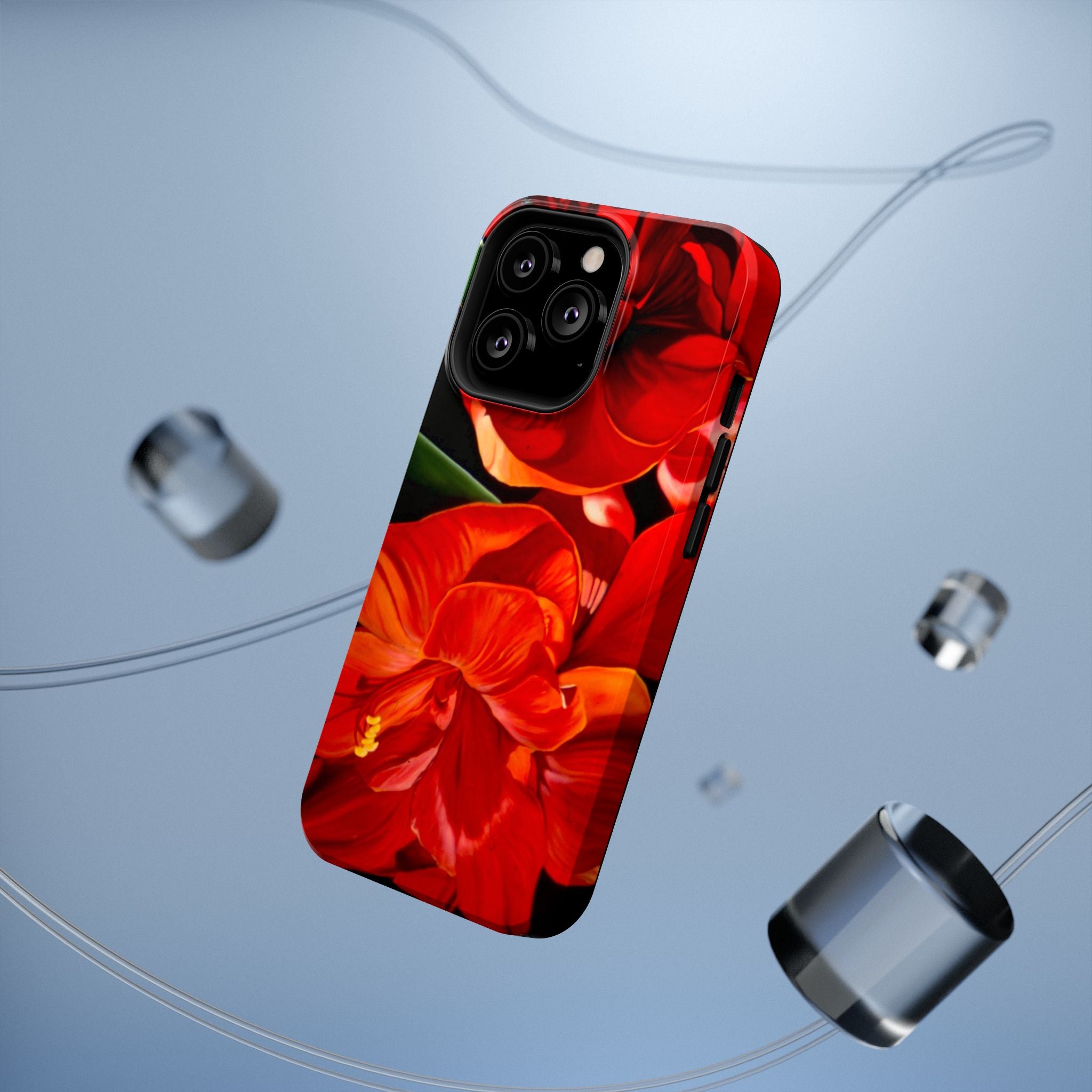 Phone case Lisa Herrera art print Red Amaryllis Floral Impact-Resistant Phone Case