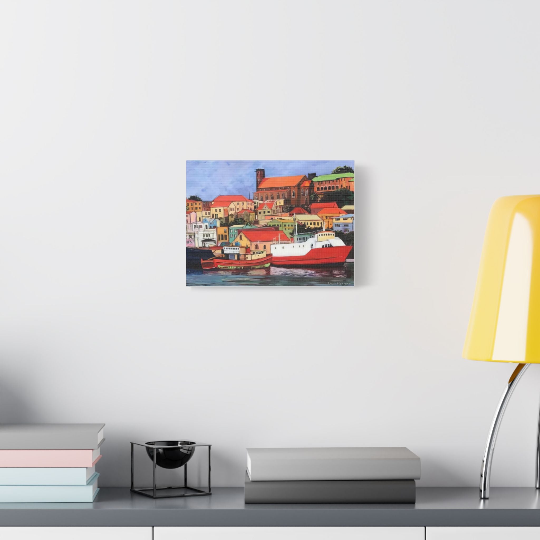 Canvas Print Lisa Herrera Art The Carenage Grenada — Stretched satin Fine Art Wall Decor
