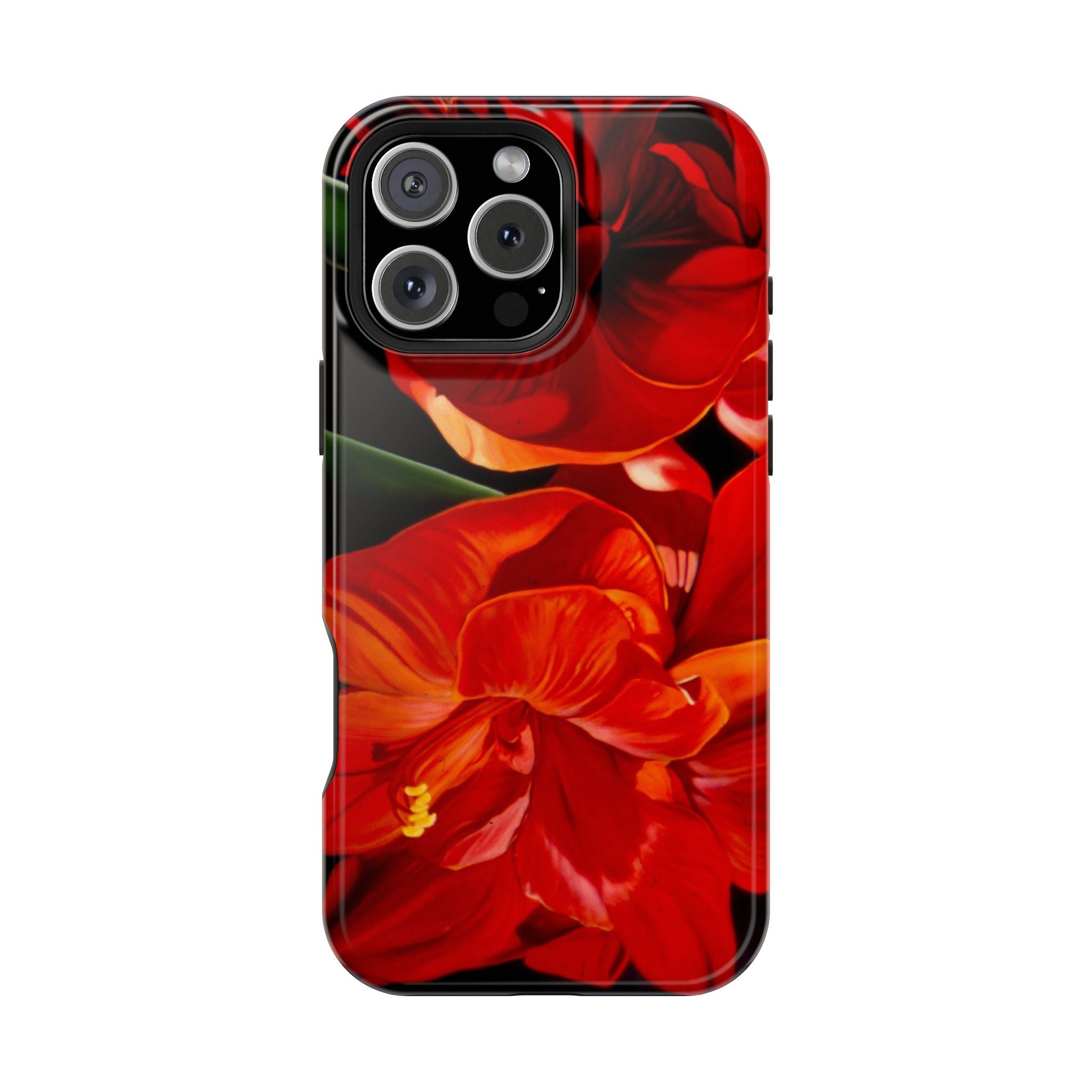 Phone case Lisa Herrera art print Red Amaryllis Floral Impact-Resistant Phone Case