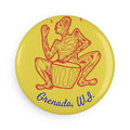 Round Magnet Drummer line art Round Magnet — Red Line on yellow Art Button Magnet