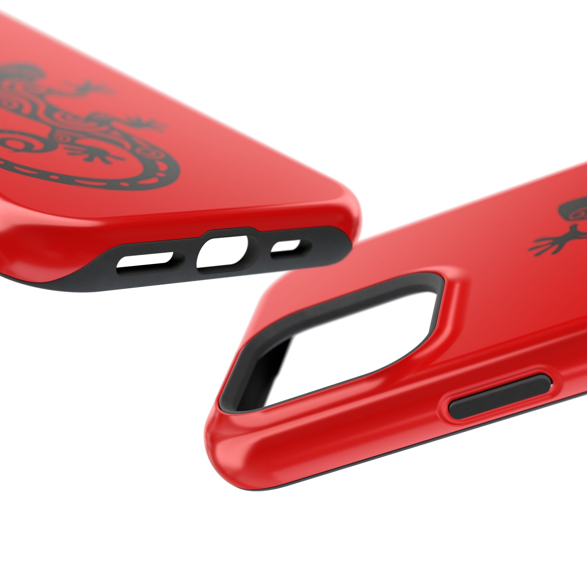 Phone Case Red Impact with Tribal Gecko Design — Shockproof Protective Cover