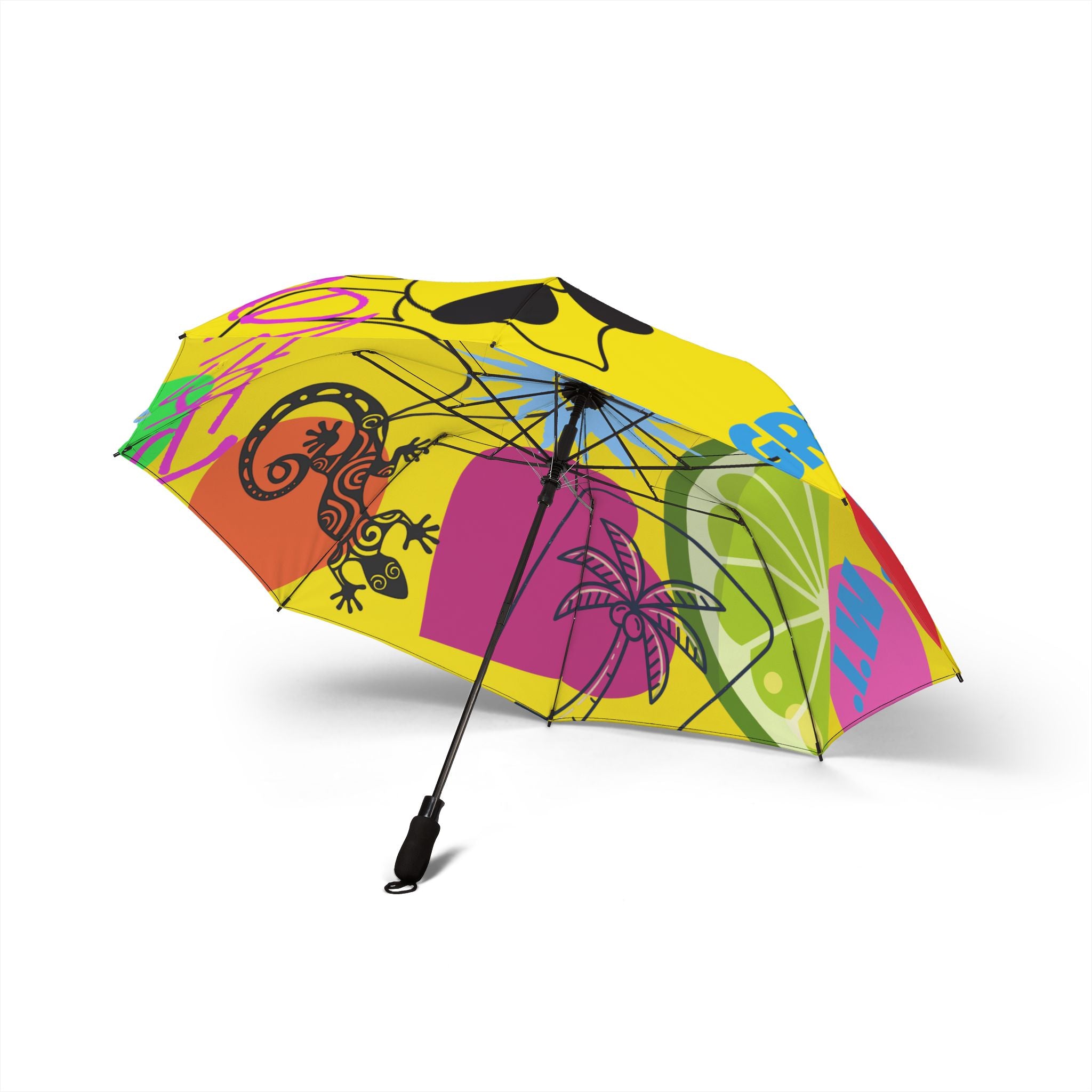 Umbrella Grenada Abstract Art Foldable  – Colorful Semi-Automatic Rain Shield