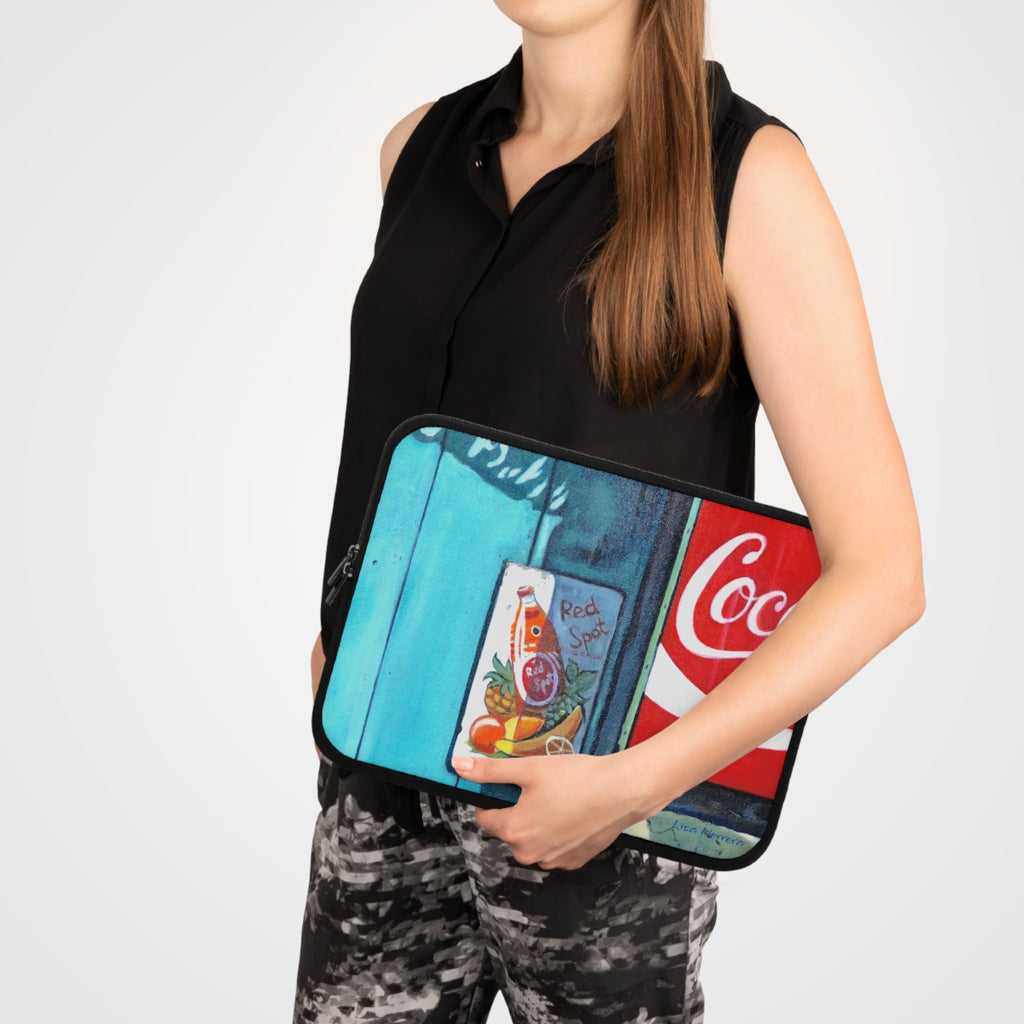 Laptop sleeve Lisa Herrera art Retro Red Spot/Coca-Cola Art Laptop Sleeve — Vintage Soda Sign Design