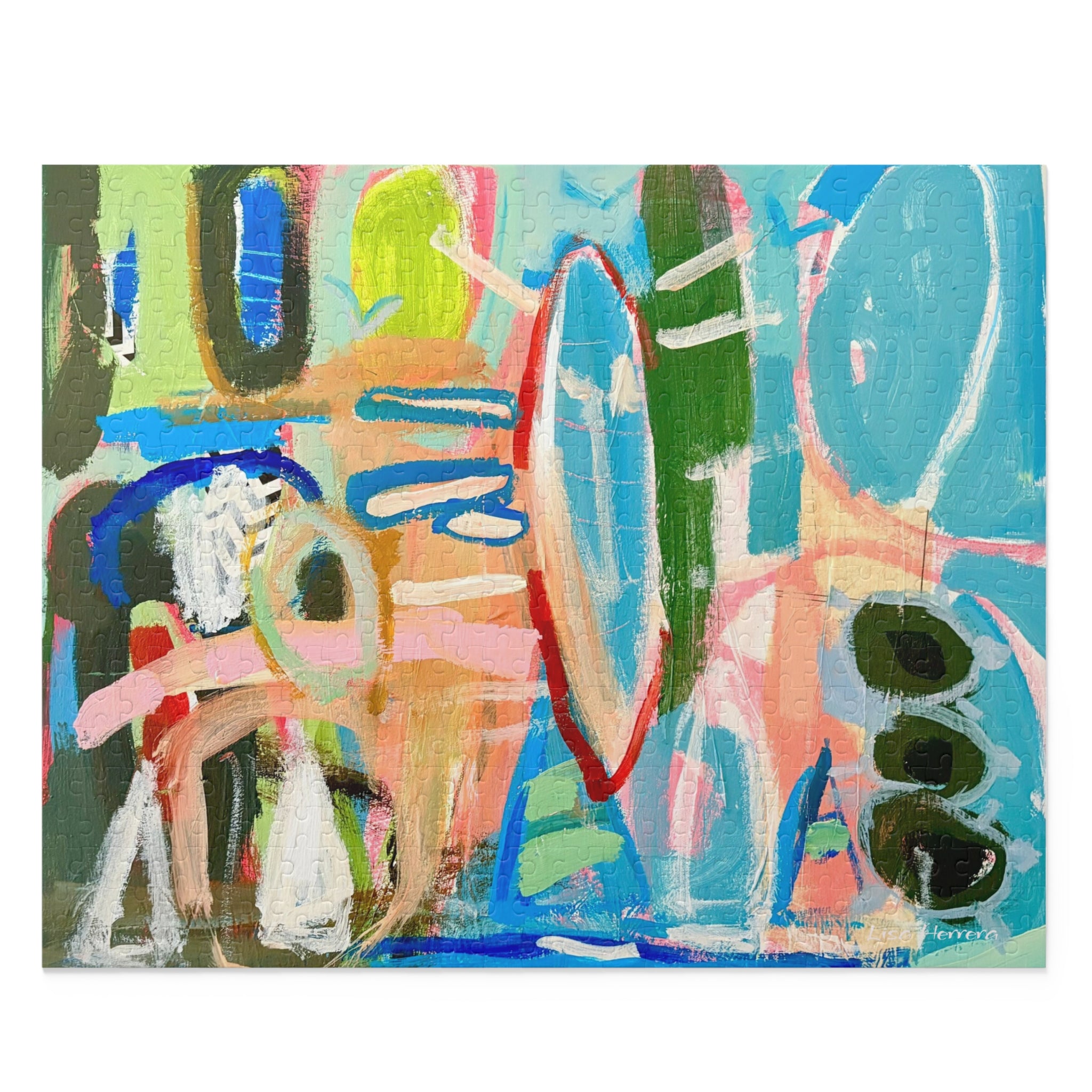 Puzzle Lisa Herrera art print Abstract Surfboard Art Puzzle — Colorful Coastal 120/252/500-Piece Jigsaw