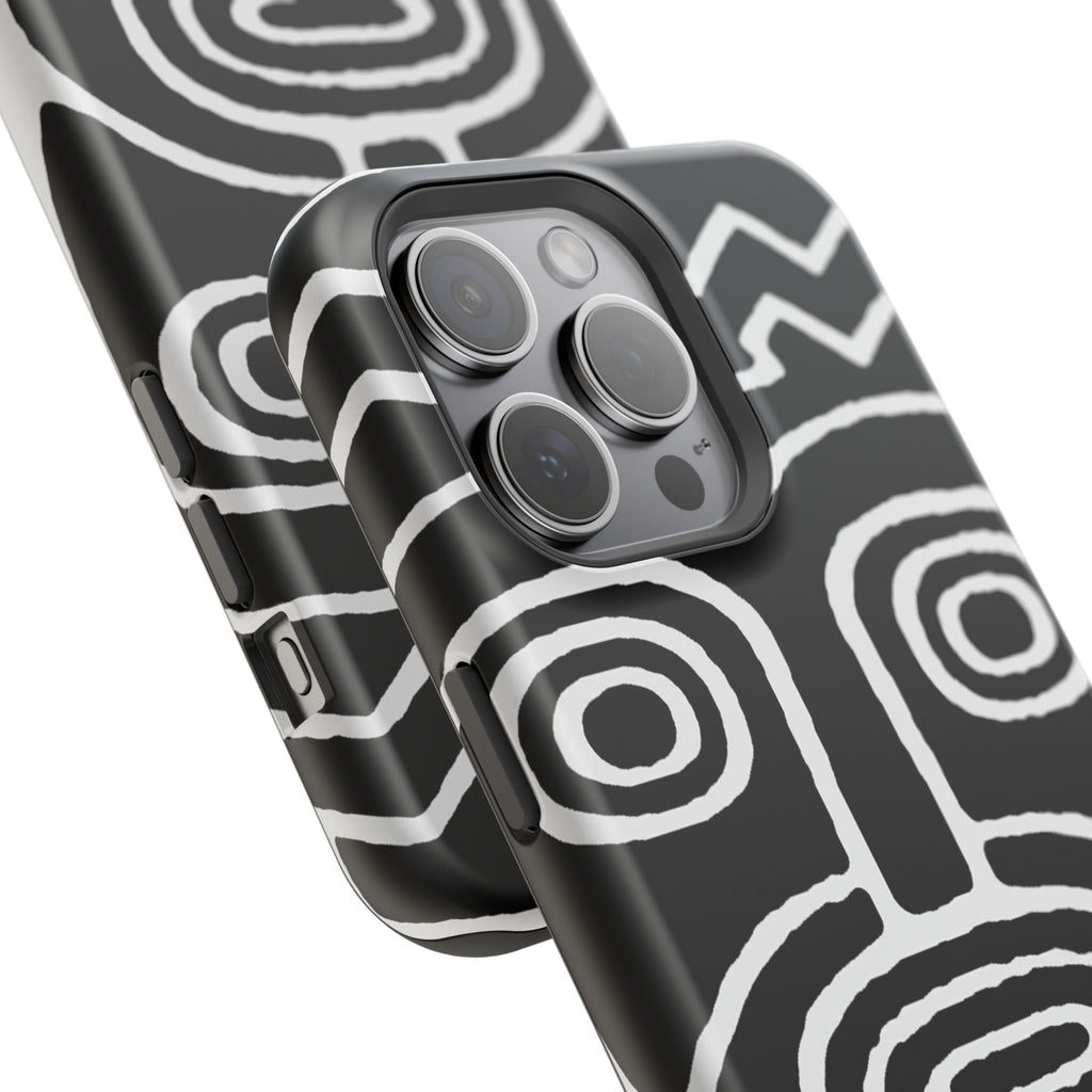 Phone Case — Black & White Tribal Mask Impact-Resistant Case