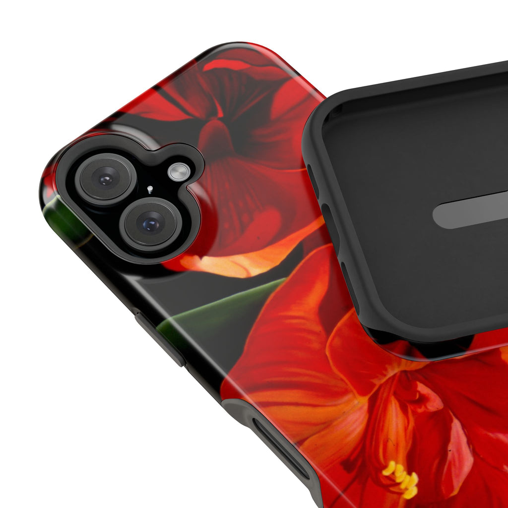 Phone case Lisa Herrera art print Red Amaryllis Floral Impact-Resistant Phone Case