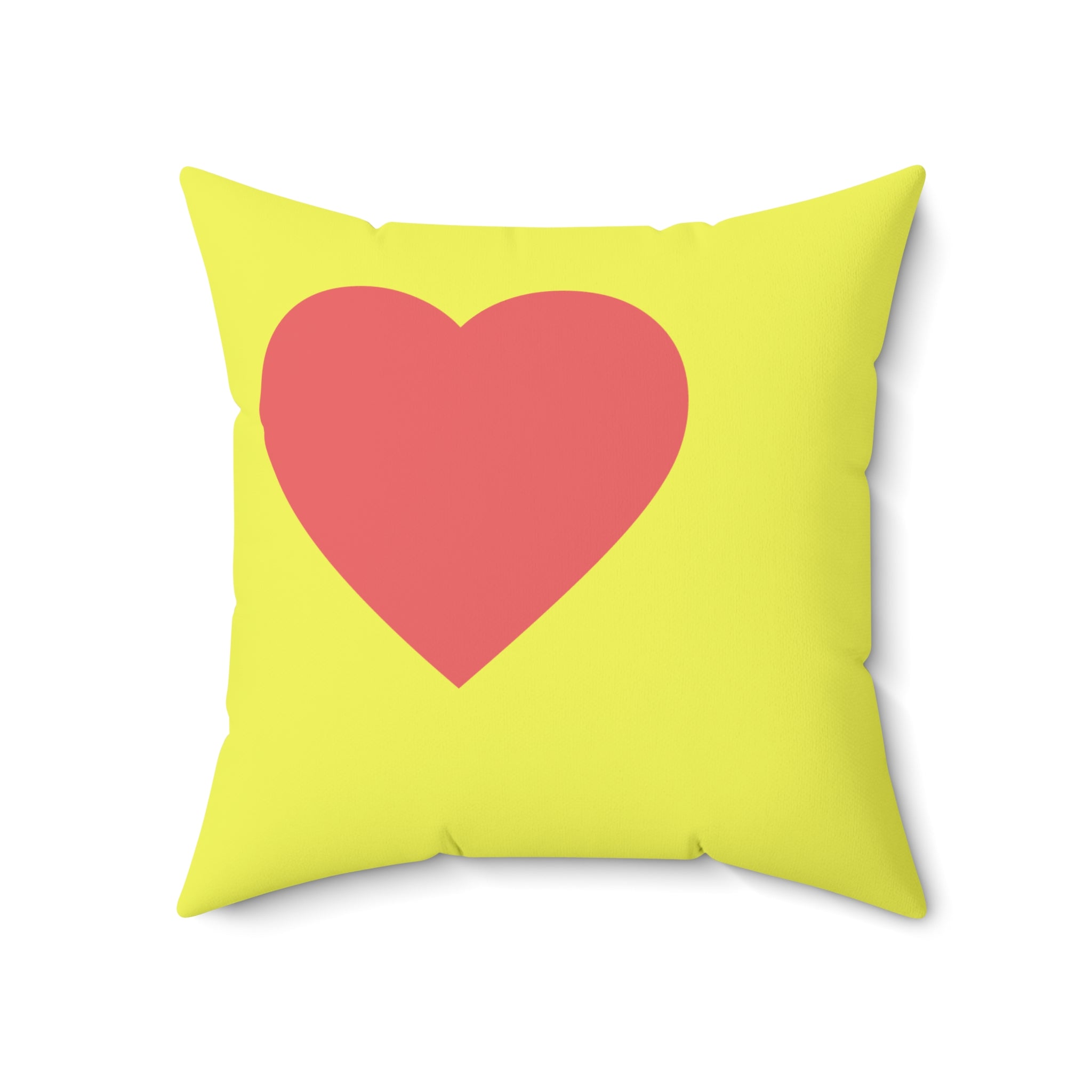 Throw Pillow Red Hearts on Yellow  - Decorative Cushion