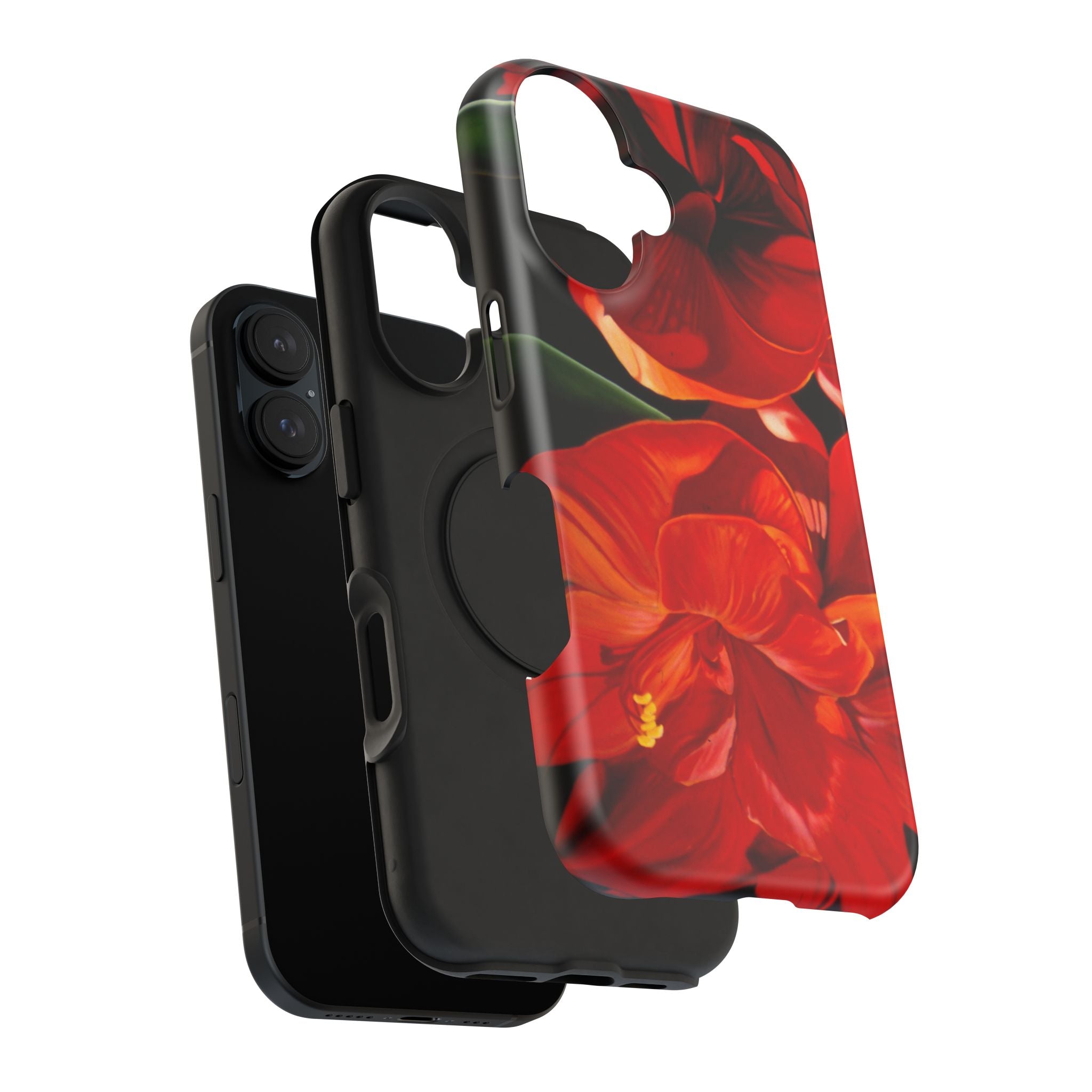 Phone case Lisa Herrera art print Red Amaryllis Floral Impact-Resistant Phone Case