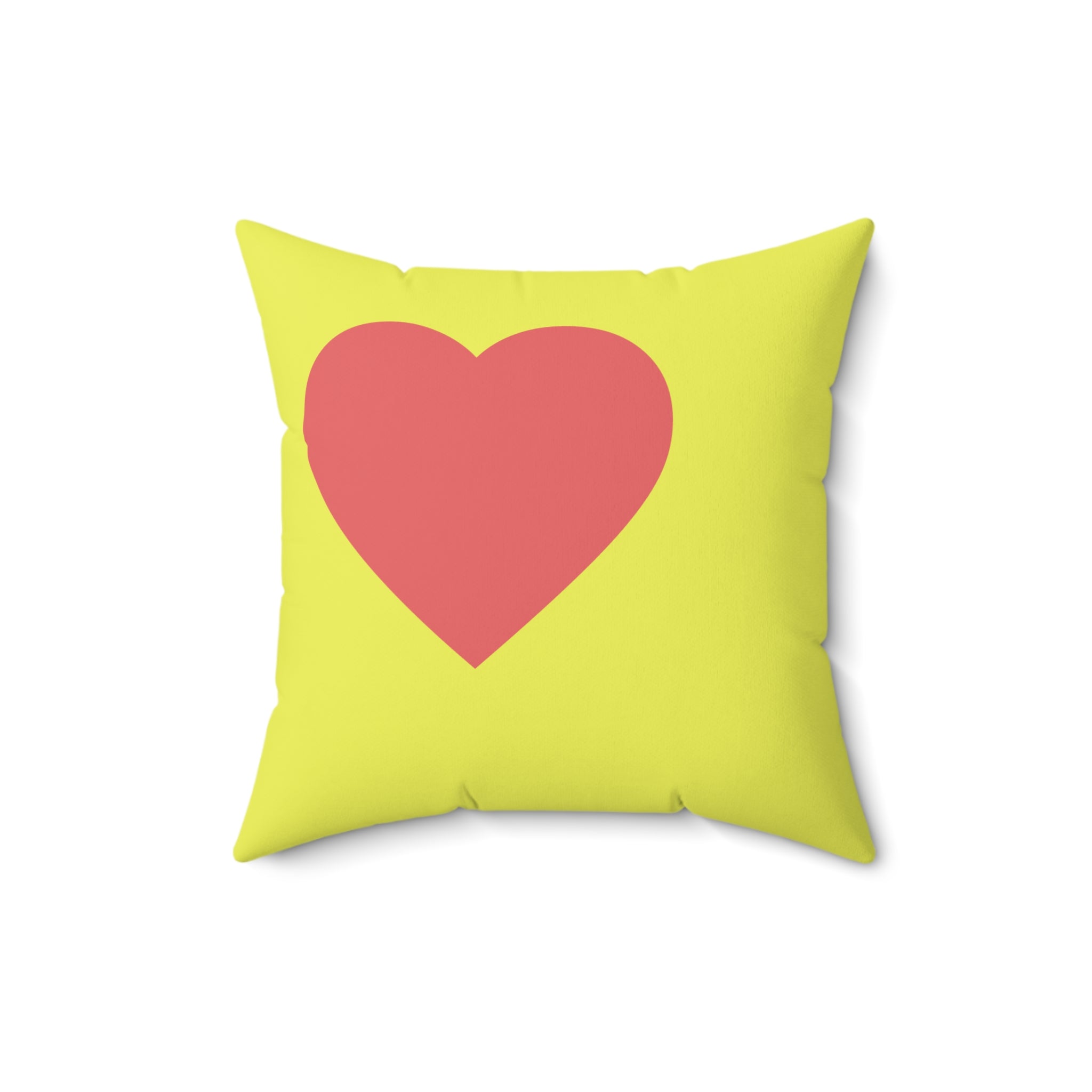 Throw Pillow Red Hearts on Yellow  - Decorative Cushion