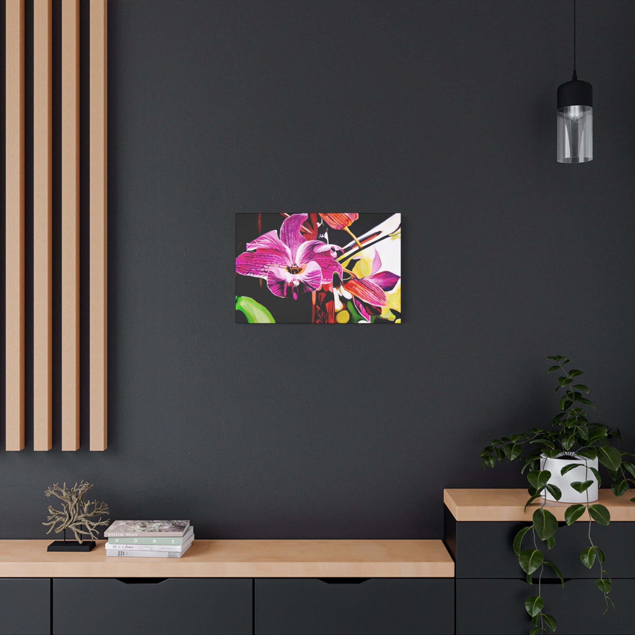Canvas Print of Purple Orchid — Pink Botanical Wall Art, Matte Stretched Canvas