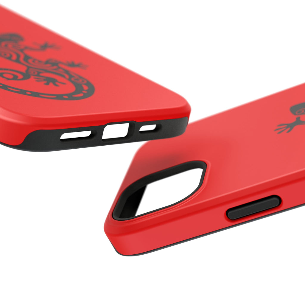 Phone Case Red Impact with Tribal Gecko Design — Shockproof Protective Cover