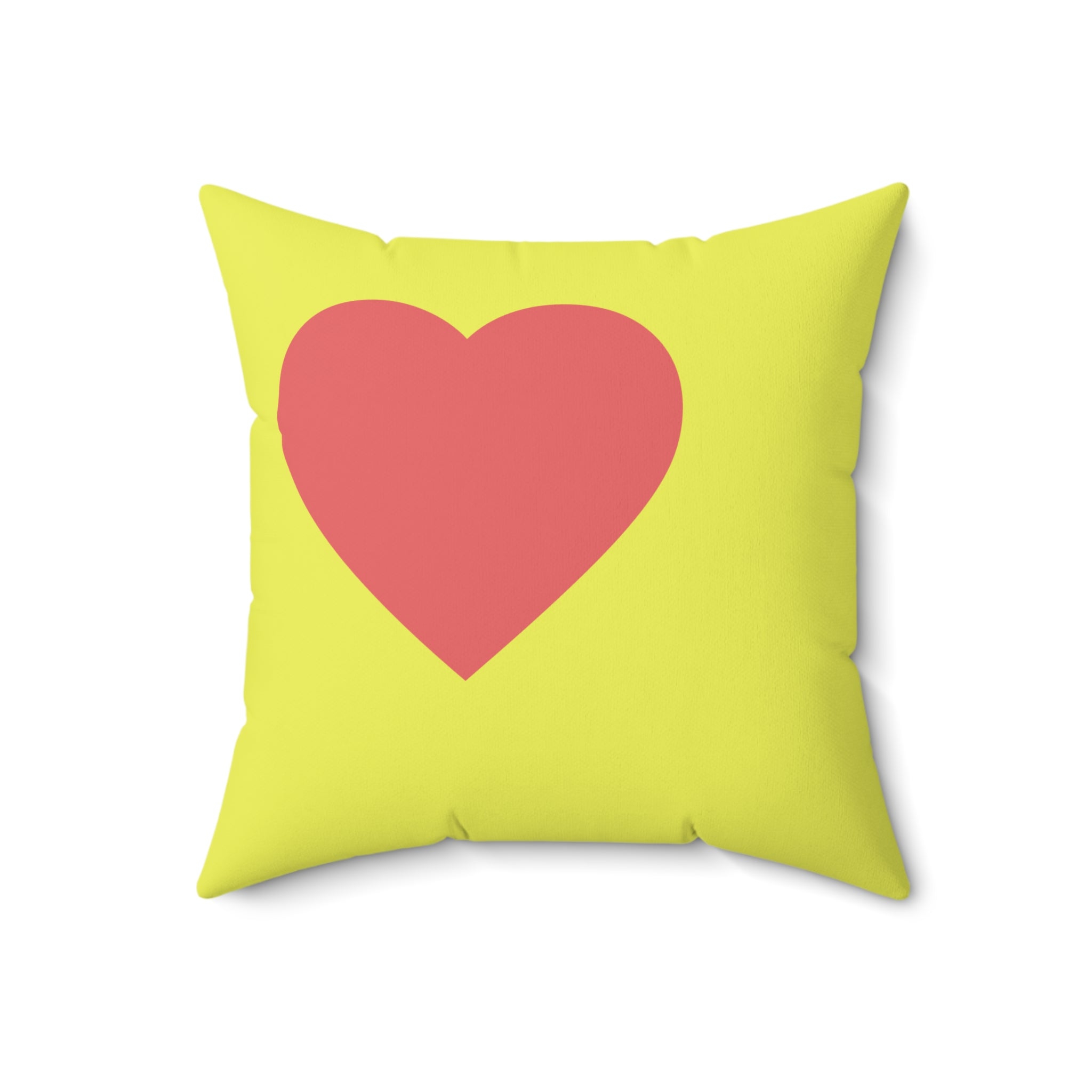 Throw Pillow Red Hearts on Yellow  - Decorative Cushion