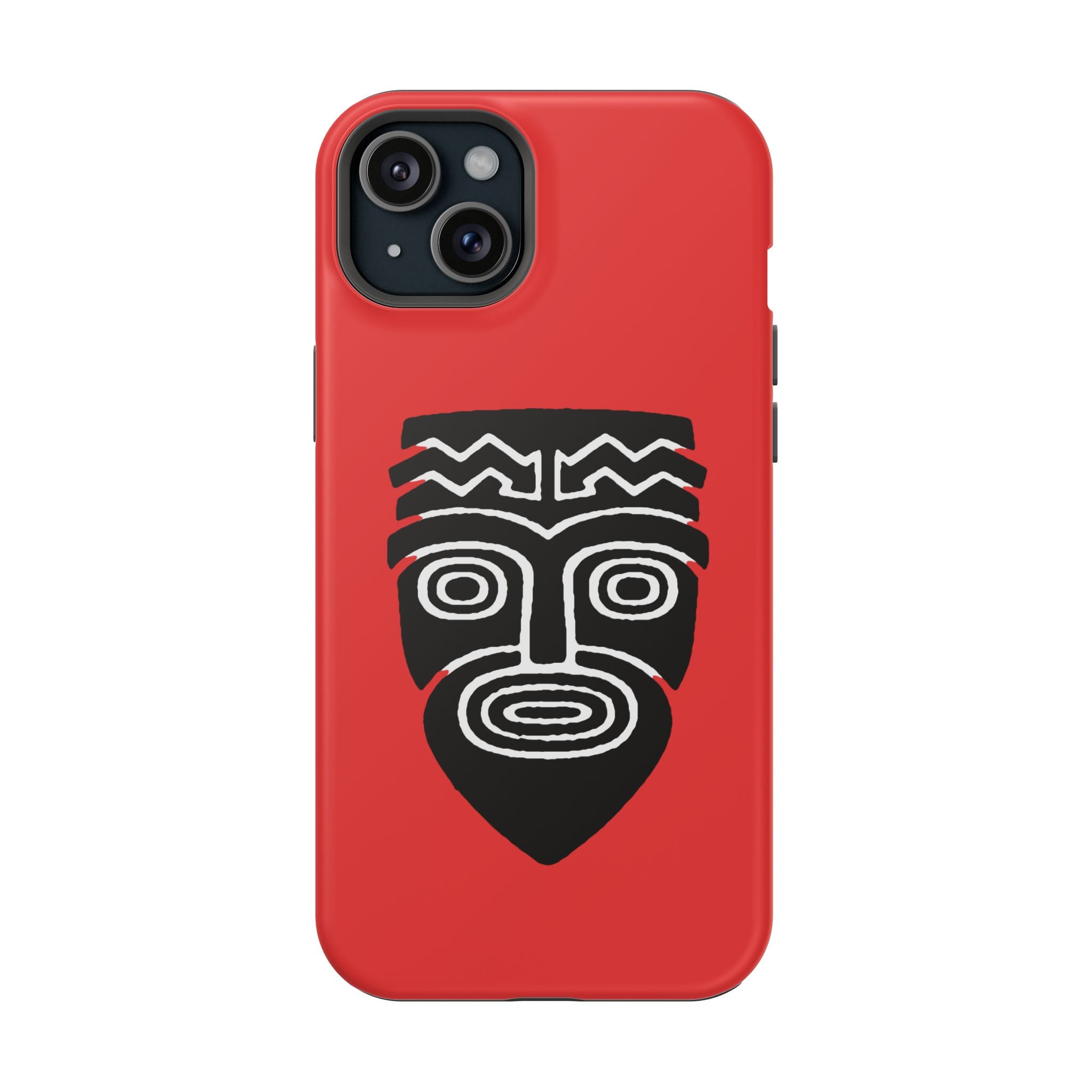 Phone Case Tiki Mask Impact-Resistant Phone Case — Bold Red Protective Cover