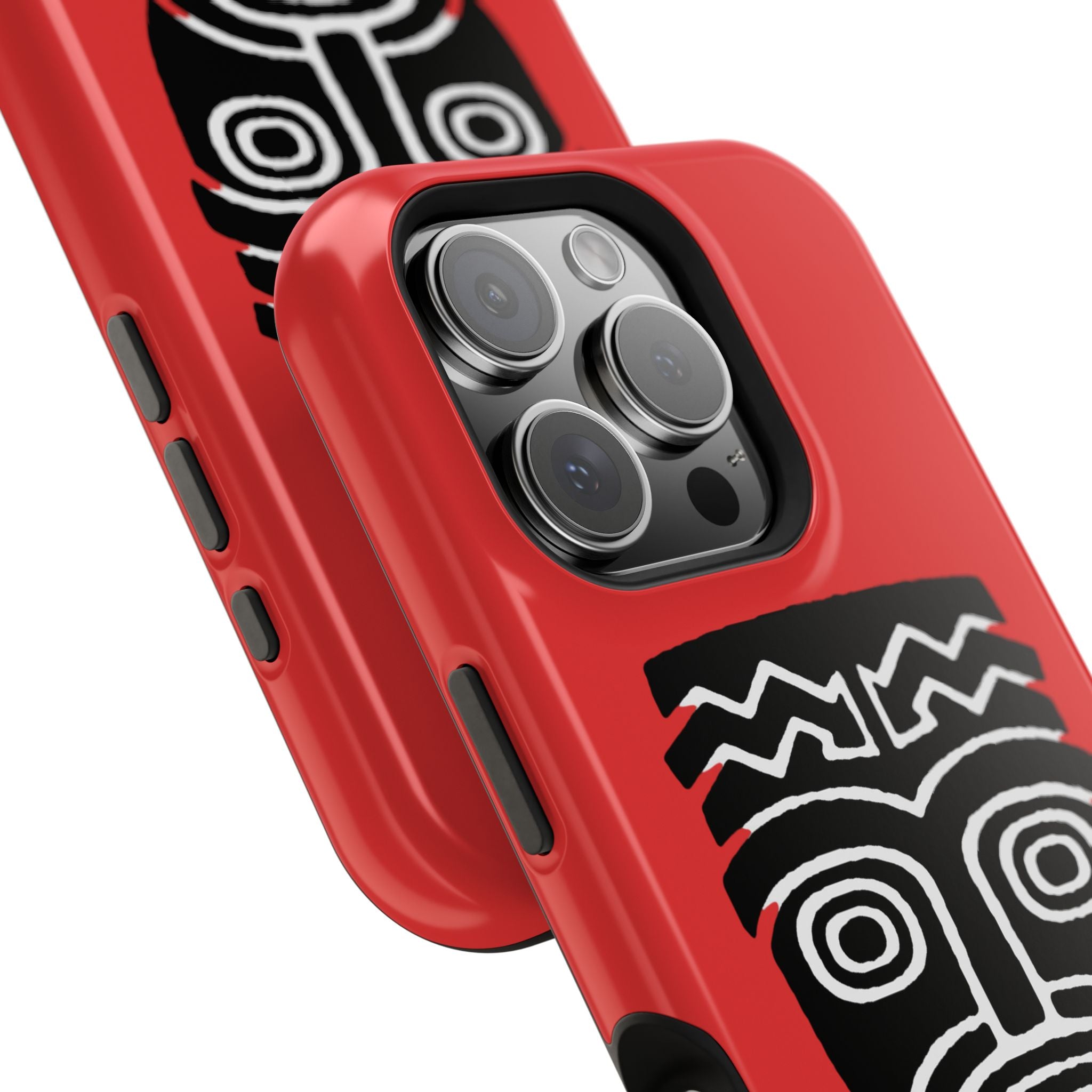 Phone Case Tiki Mask Impact-Resistant Phone Case — Bold Red Protective Cover