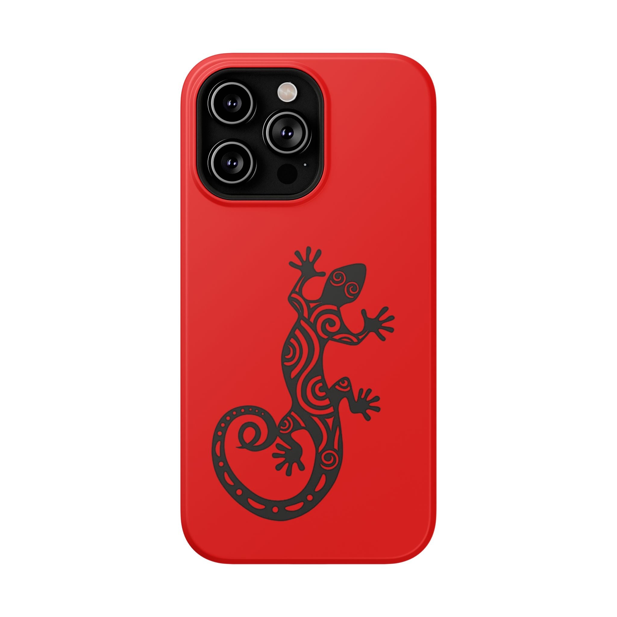 Phone Case Red Impact with Tribal Gecko Design — Shockproof Protective Cover