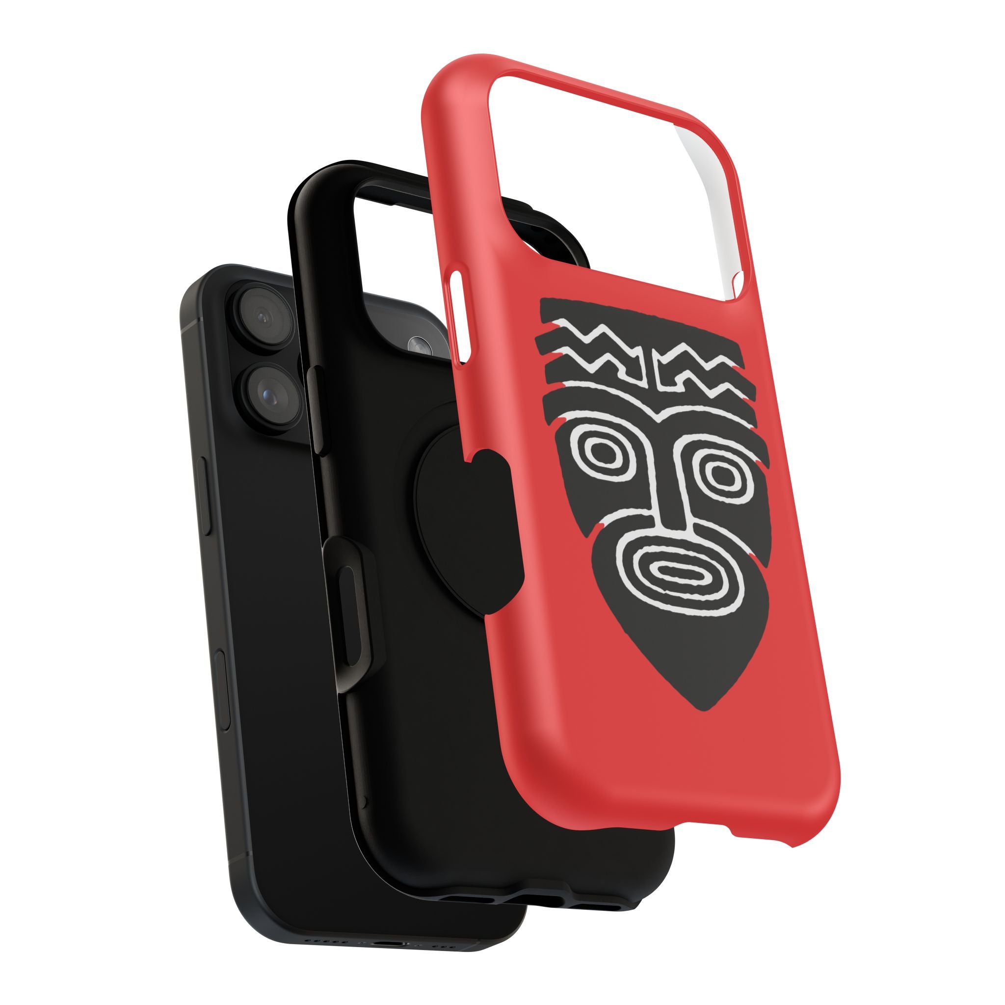 Phone Case Tiki Mask Impact-Resistant Phone Case — Bold Red Protective Cover
