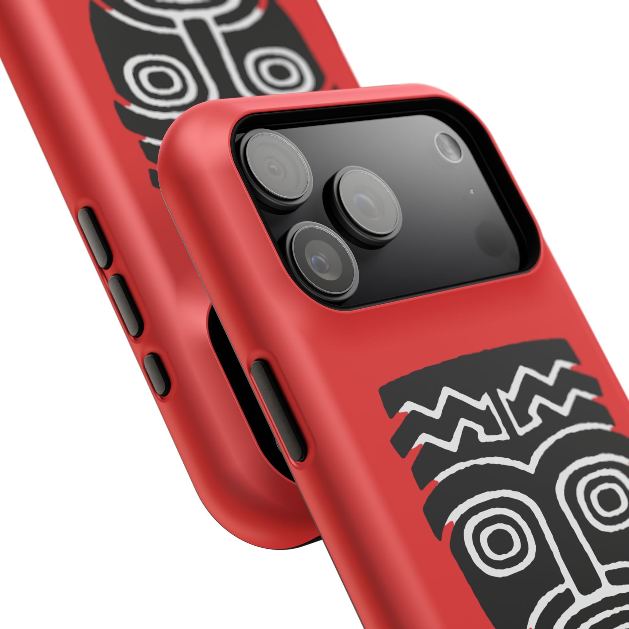 Phone Case Tiki Mask Impact-Resistant Phone Case — Bold Red Protective Cover