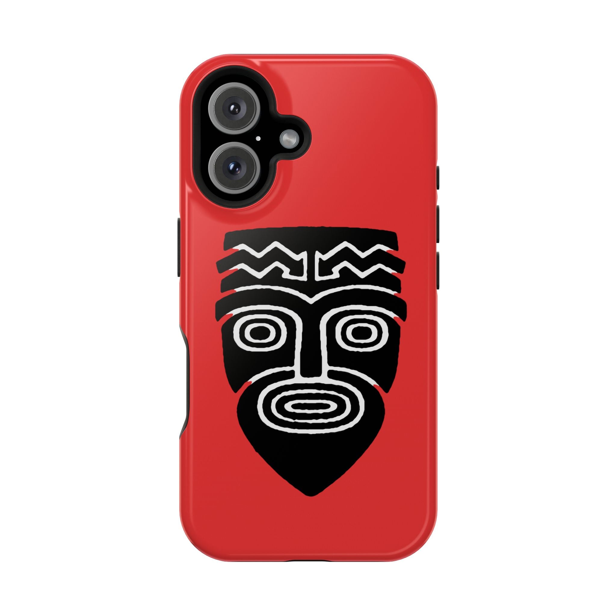 Phone Case Tiki Mask Impact-Resistant Phone Case — Bold Red Protective Cover