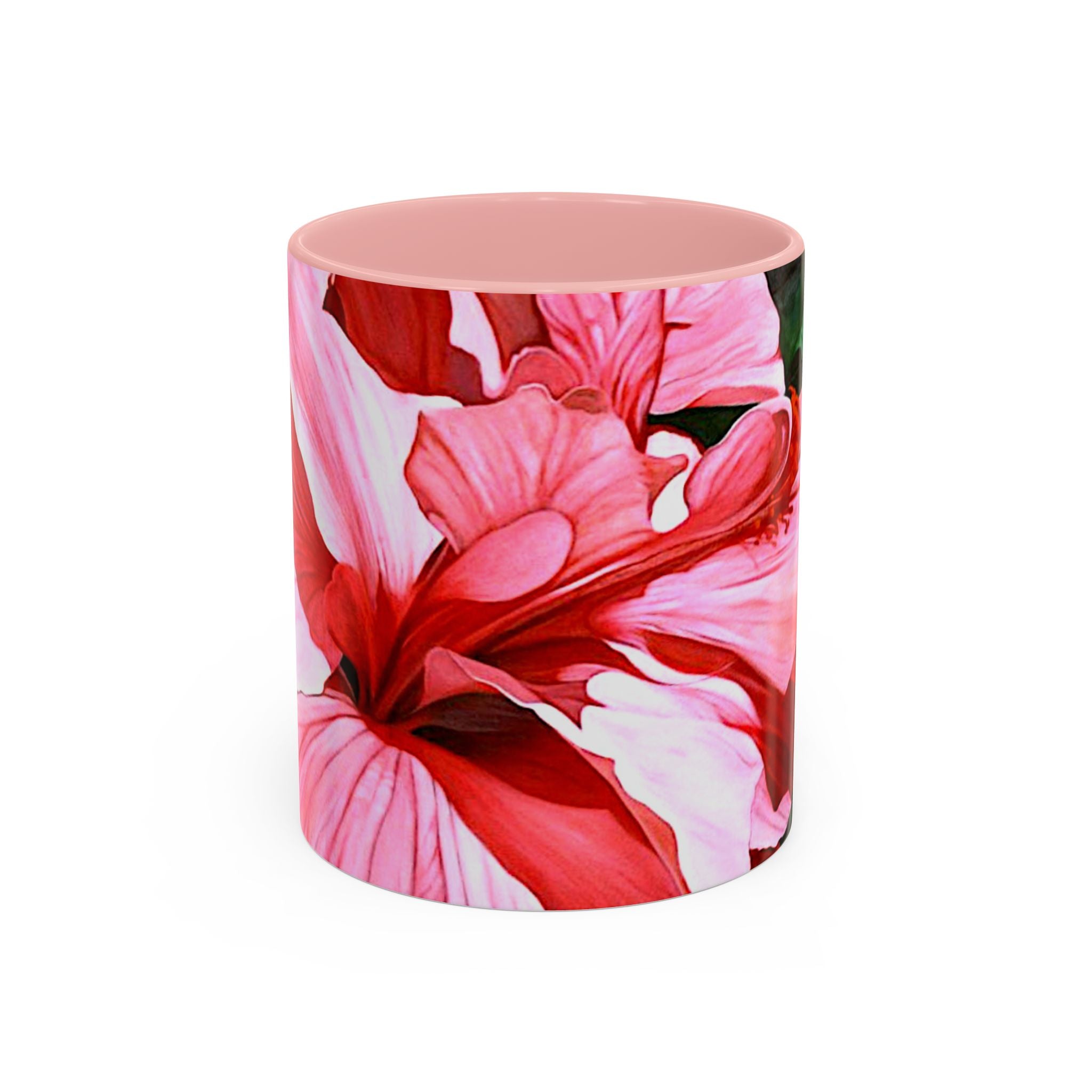 Coffee Mug Pink Hibiscus Painting (11, 15oz)