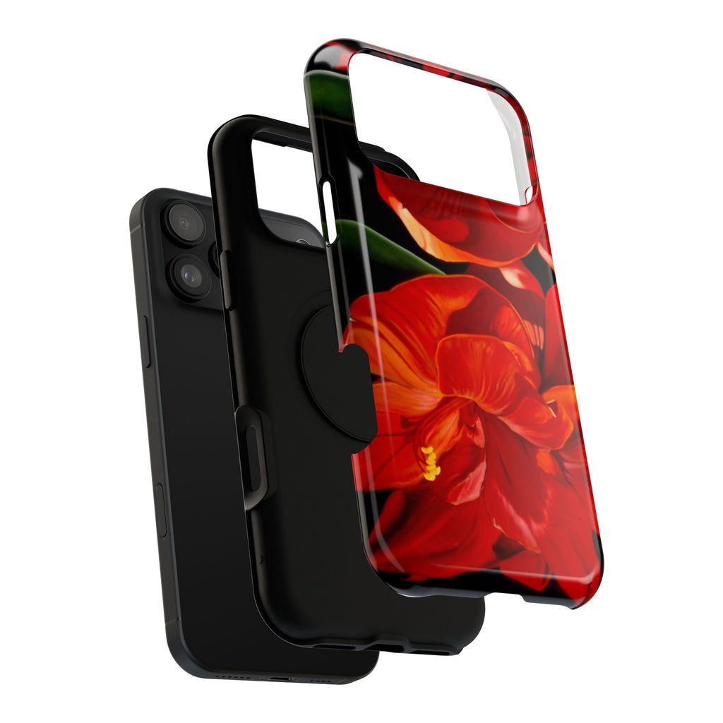 Phone case Lisa Herrera art print Red Amaryllis Floral Impact-Resistant Phone Case