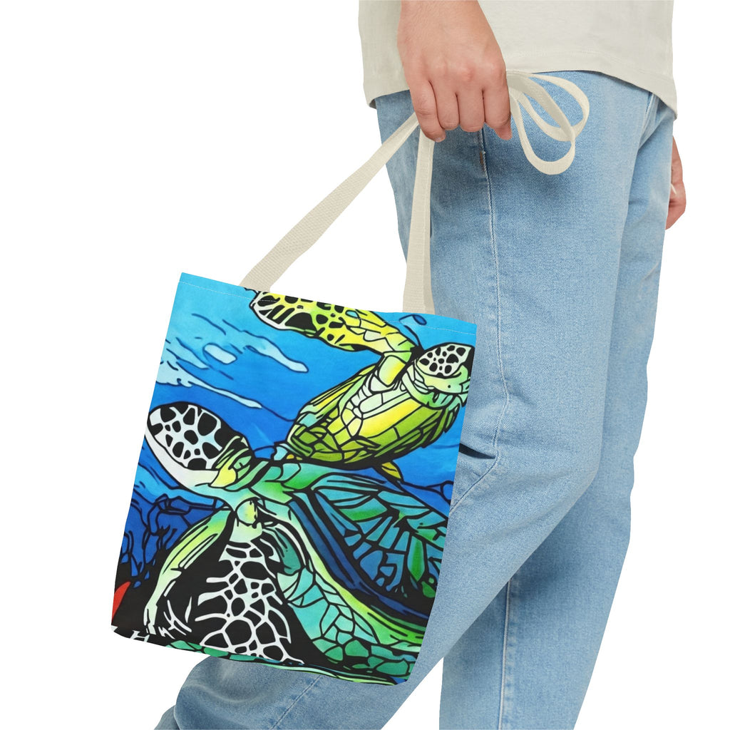 Tote Bag Sea Turtle Art  — Colorful Ocean Wildlife Canvas Tote