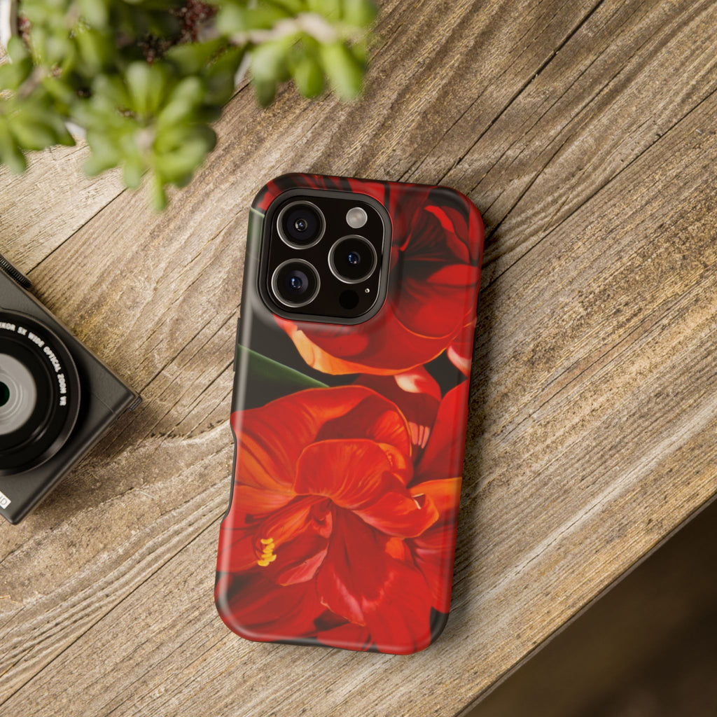 Phone case Lisa Herrera art print Red Amaryllis Floral Impact-Resistant Phone Case