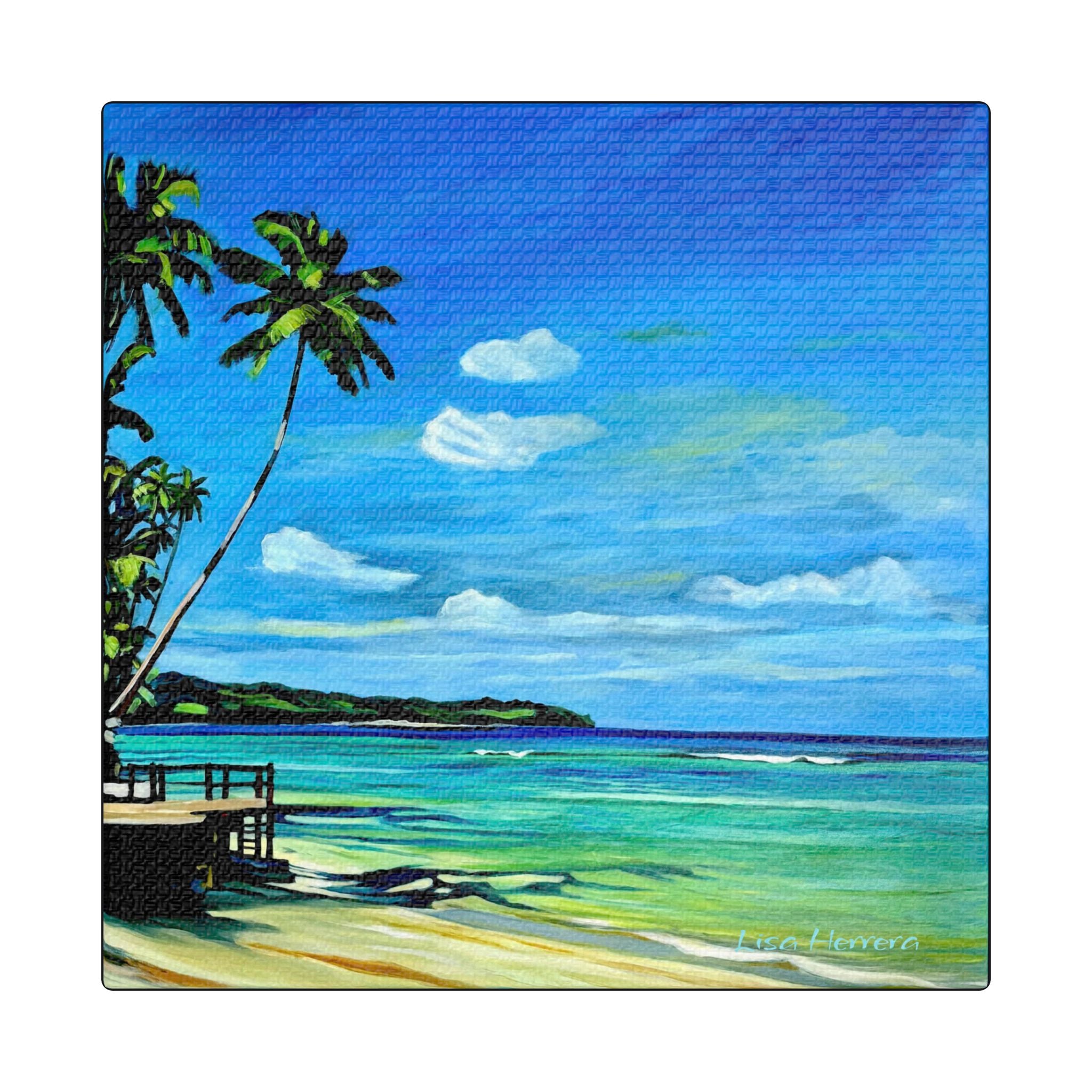 Canvas Print Lisa Herrera art Tropical Beach Canvas Print — Palm Trees Seaside Stretched Wall Art