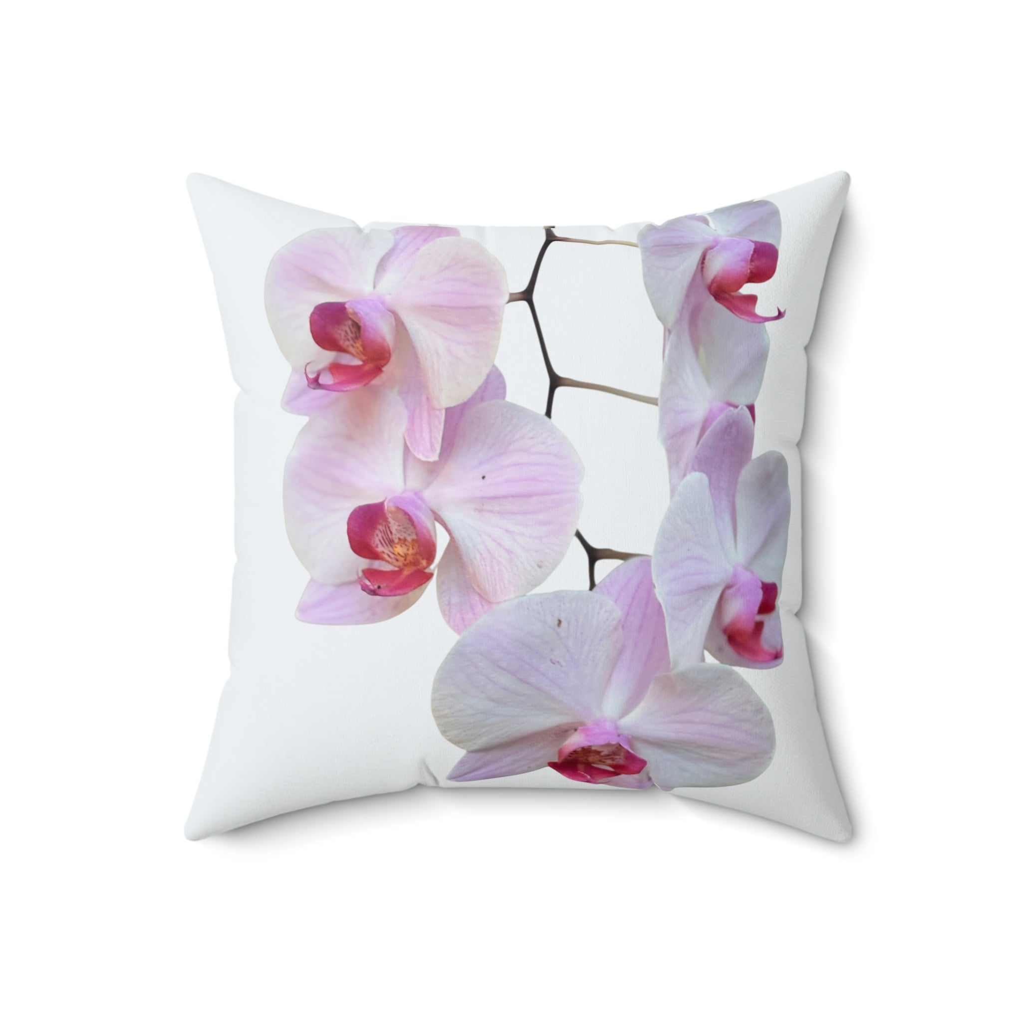 Throw Pillow Lt Pink Orchids  white background - Tropical Decorative Cushion
