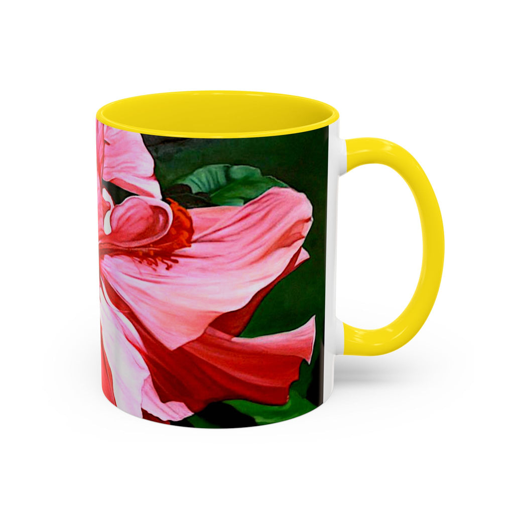 Coffee Mug Pink Hibiscus Painting (11, 15oz)