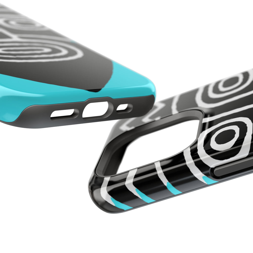 Phone case Impact-Resistant  — Abstract Tribal Mask Design (Black & Teal)