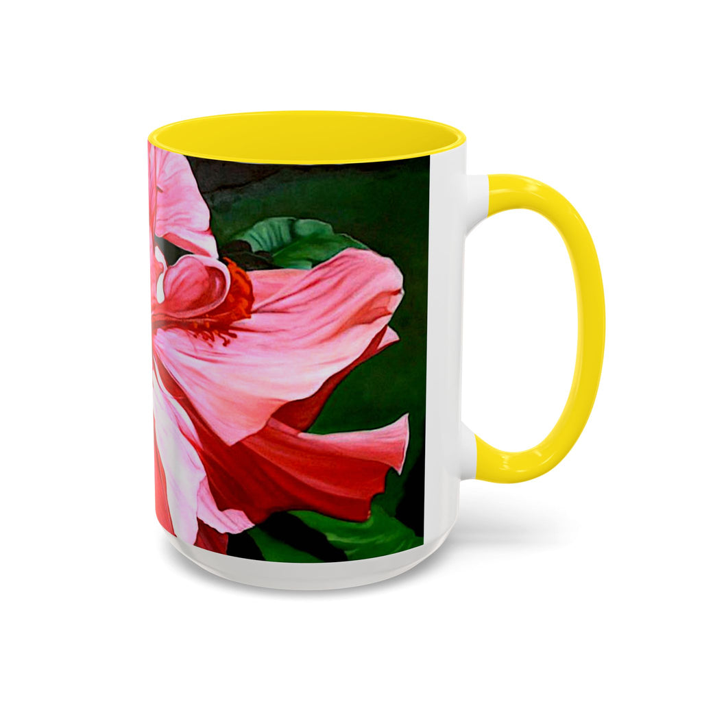 Coffee Mug Pink Hibiscus Painting (11, 15oz)