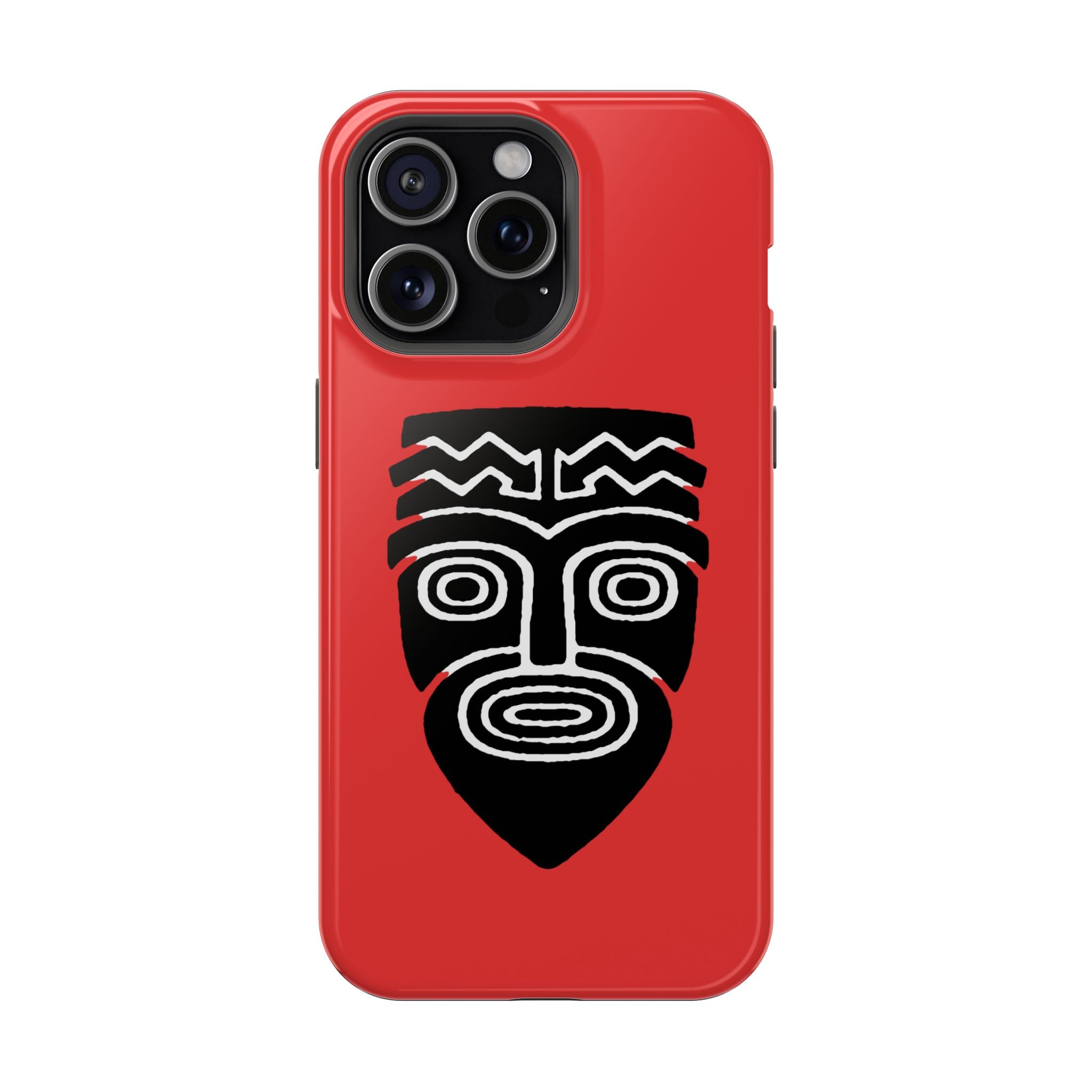 Phone Case Tiki Mask Impact-Resistant Phone Case — Bold Red Protective Cover
