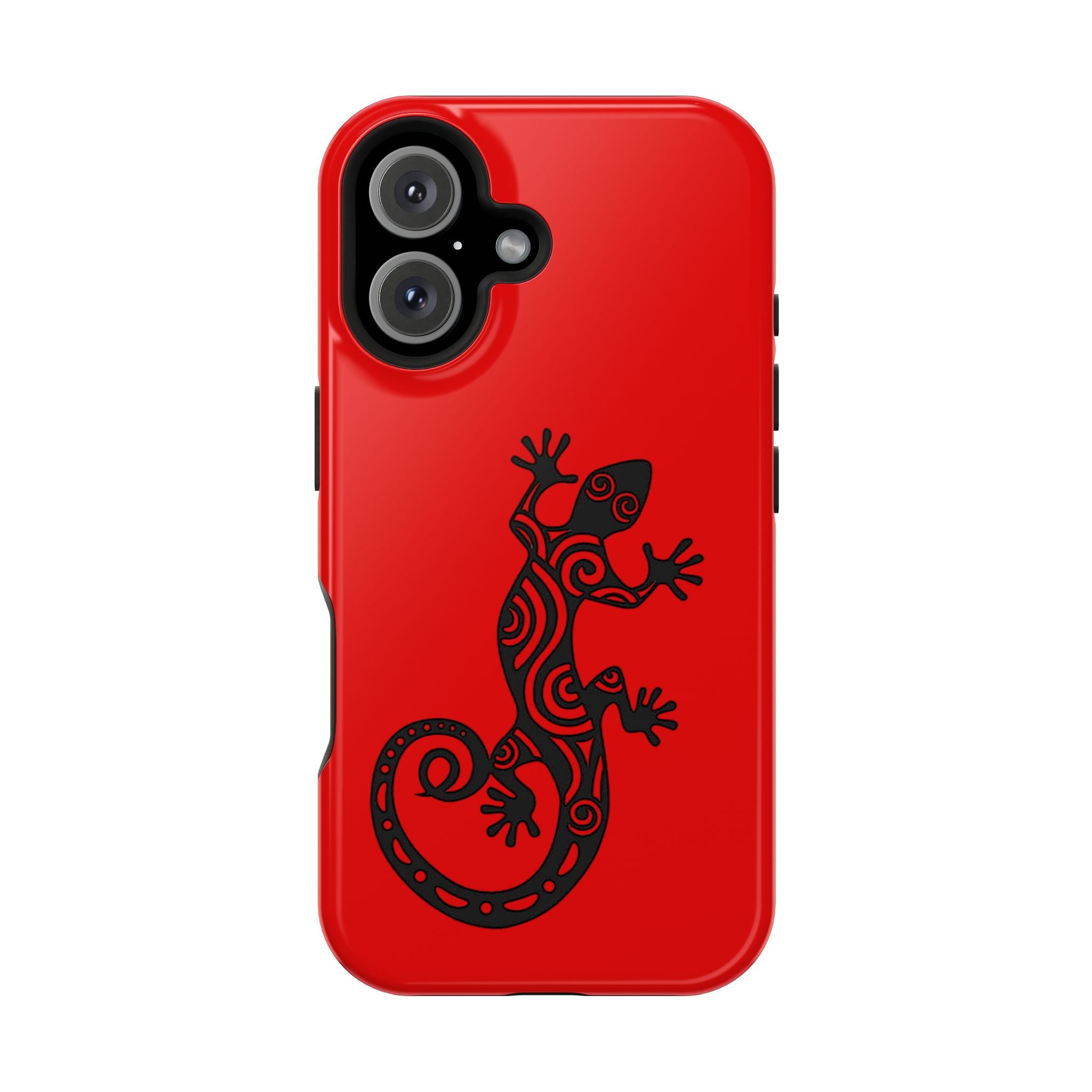 Phone Case Red Impact with Tribal Gecko Design — Shockproof Protective Cover