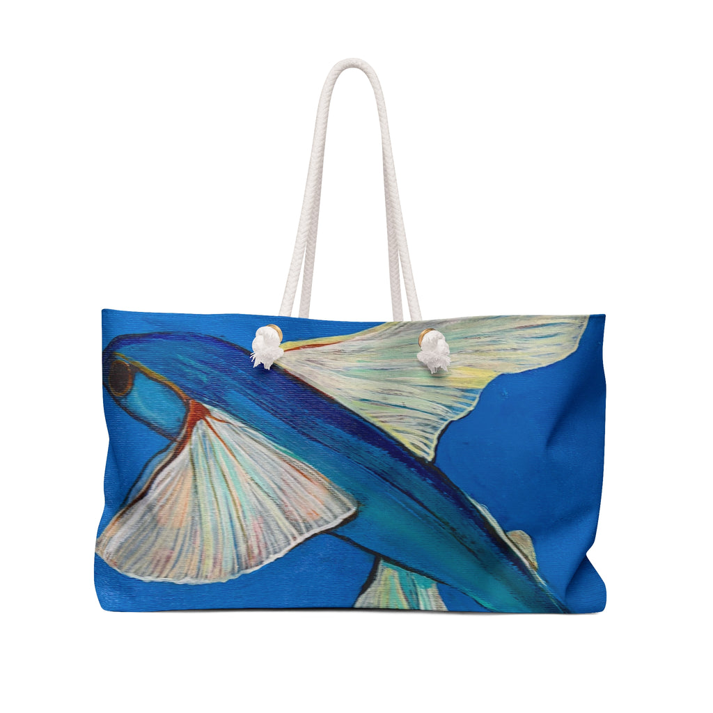 Weekender Bag Lisa Herrera art print Flying Fish – Nautical Blue Travel Tote