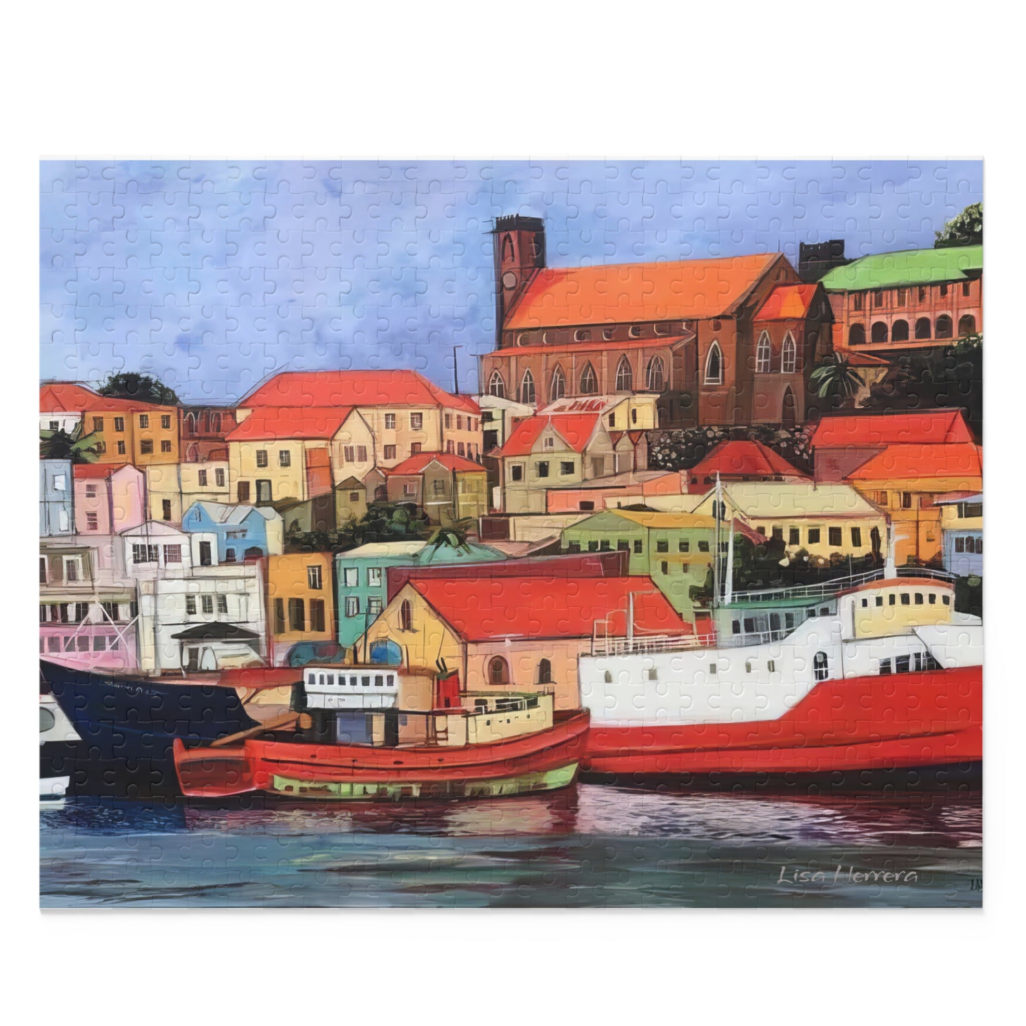 Puzzle St George's Carenage Harbor Puzzle — Colorful Grenada Caribbean Harbour Jigsaw (120/252/500 pcs)