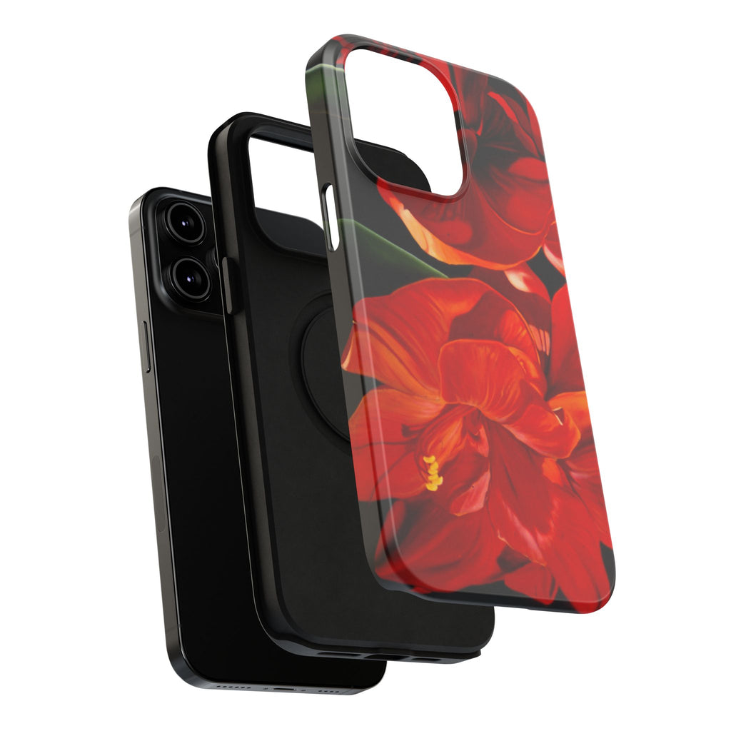 Phone case Lisa Herrera art print Red Amaryllis Floral Impact-Resistant Phone Case