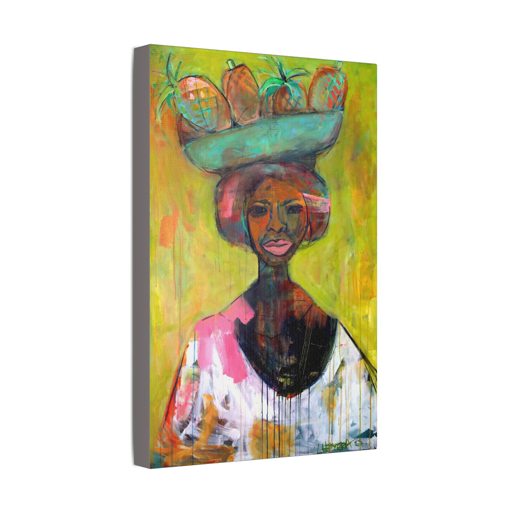 Canvas Lisa Herrera art print Lady Lady Fruit Vendor  — Stretched Wall Art