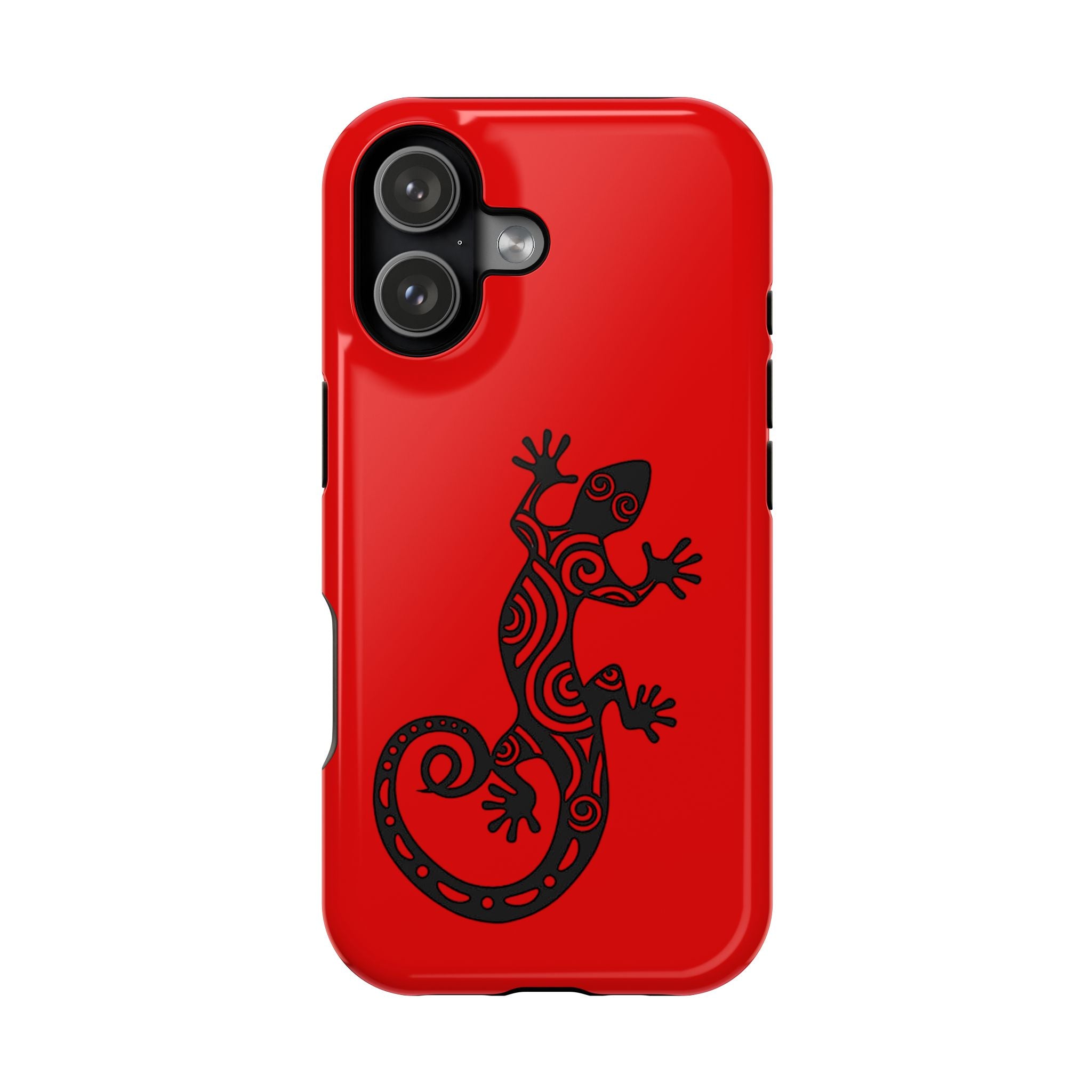 Phone Case Red Impact with Tribal Gecko Design — Shockproof Protective Cover