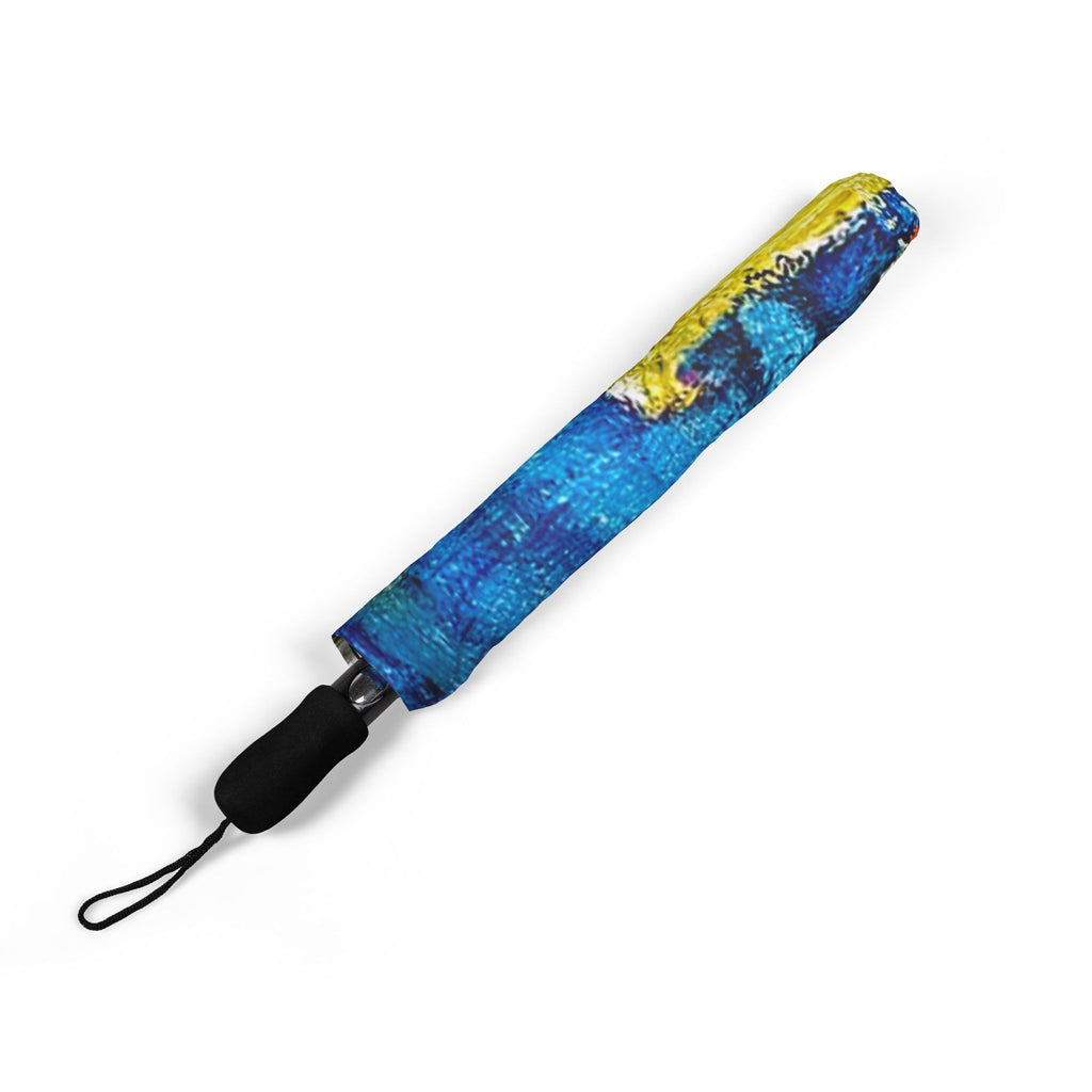 Foldable Umbrella — Colorful Abstract Fish Pattern Semi-Automatic Rain Umbrella
