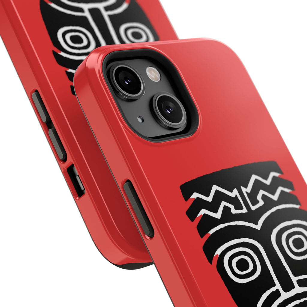 Phone Case Tiki Mask Impact-Resistant Phone Case — Bold Red Protective Cover