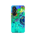 Phone Case Lisa Herrera art print Sea Turtle — Vibrant Teal Impact-Resistant Cover