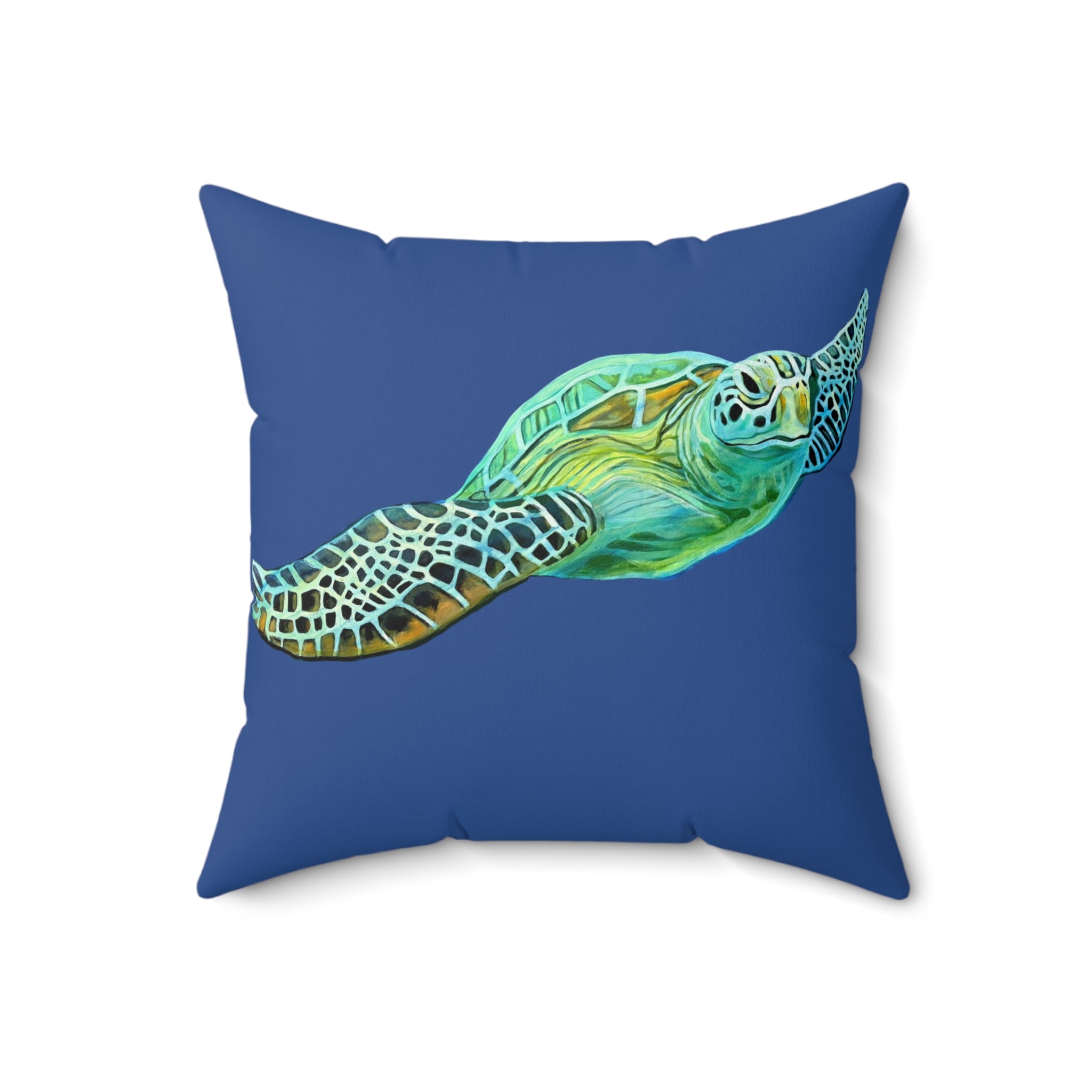 Throw Pillow Sea Turtle  - Aqua Coastal Decorative Cushion