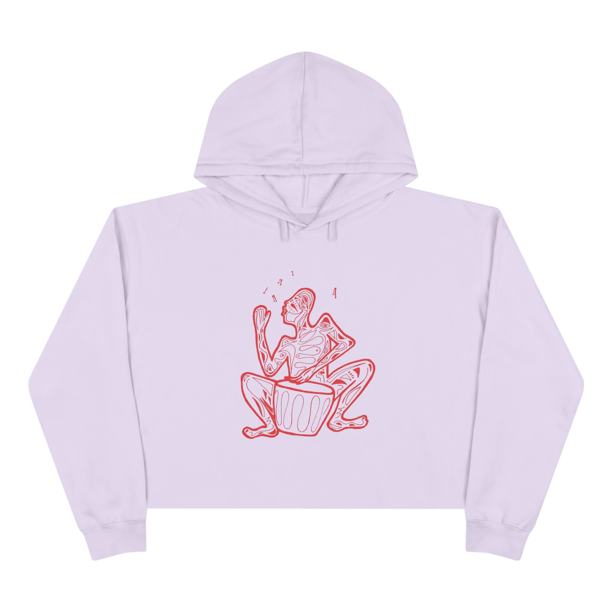 Cropped Hoodie Line drawing of Native Drummer —  Art Figure Graphic