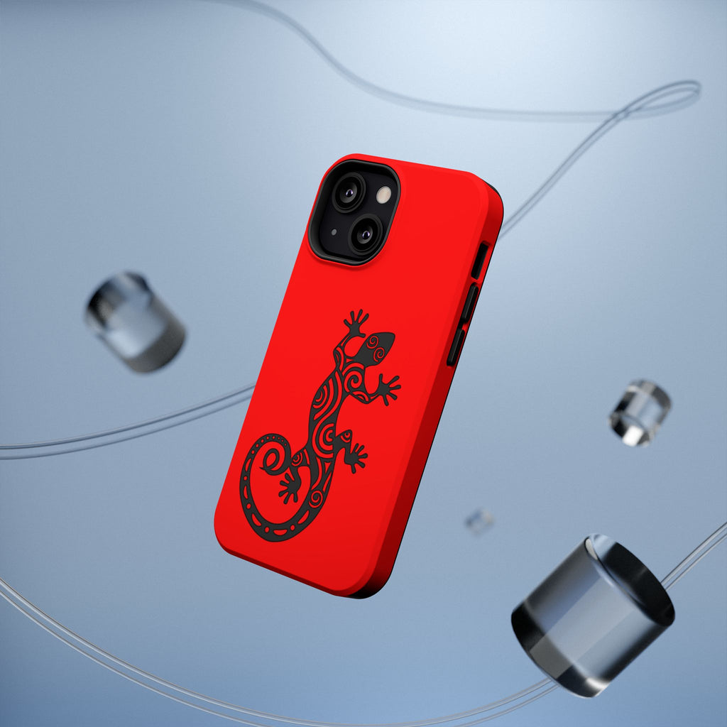 Phone Case Red Impact with Tribal Gecko Design — Shockproof Protective Cover