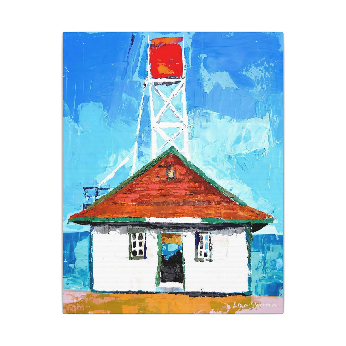 Coastal Lighthouse Cottage Matte Canvas Art Print — Stretched Seascape Wall Decor