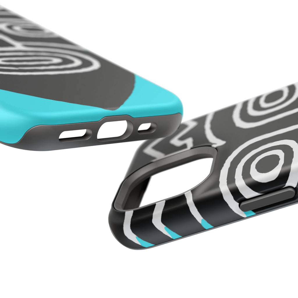 Phone case Impact-Resistant  — Abstract Tribal Mask Design (Black & Teal)