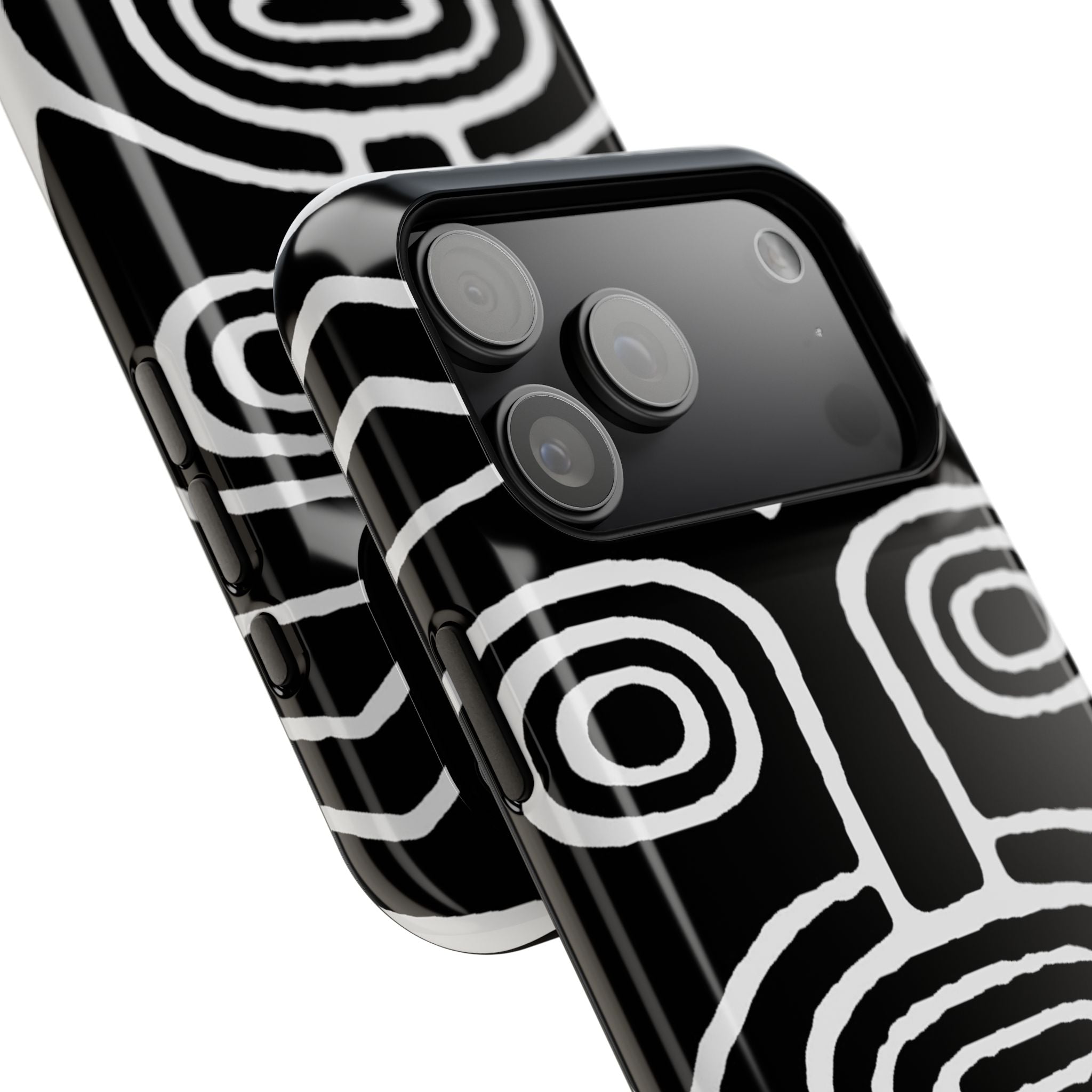 Phone Case — Black & White Tribal Mask Impact-Resistant Case