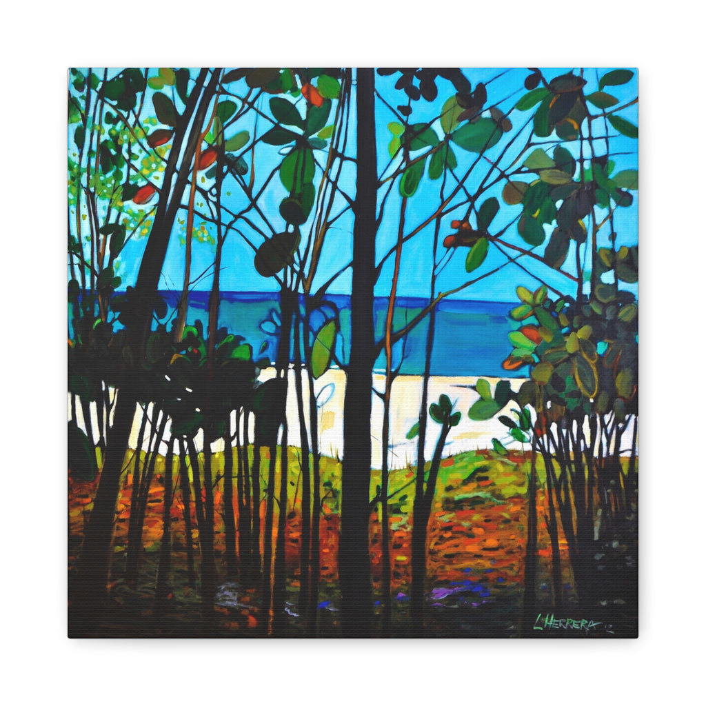 Canvas Print Lisa Herrera Art Thru The Trees  Wall Art — Beach Trees Seascape Print